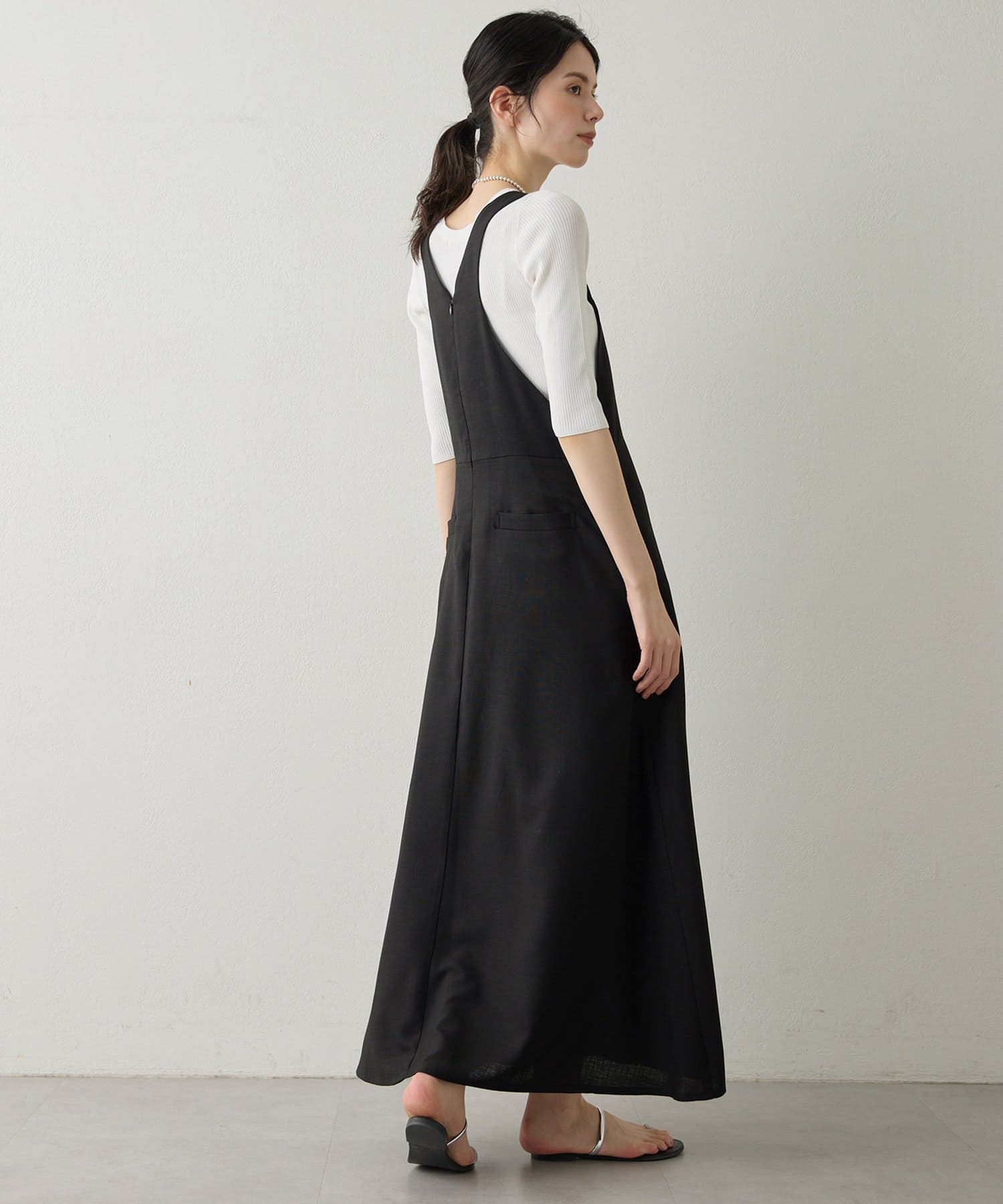 Whim Gazette(ウィム ガゼット) 【Drawing Numbers】フェイクリネンサロペットワンピース