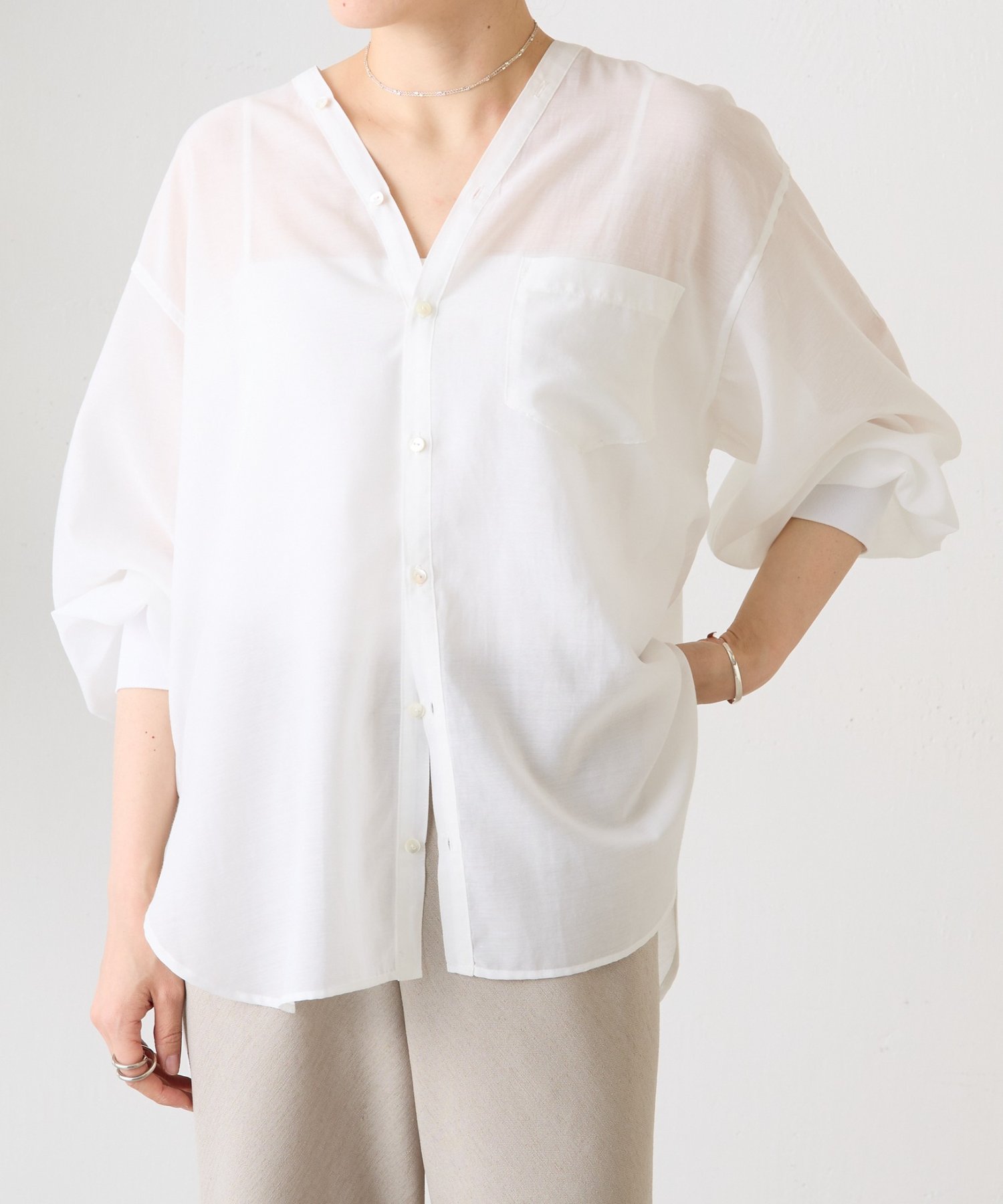 BEARDSLEY(ビアズリー) 《2/12(木)12:00予約開始》シアーカラーレスシャツ