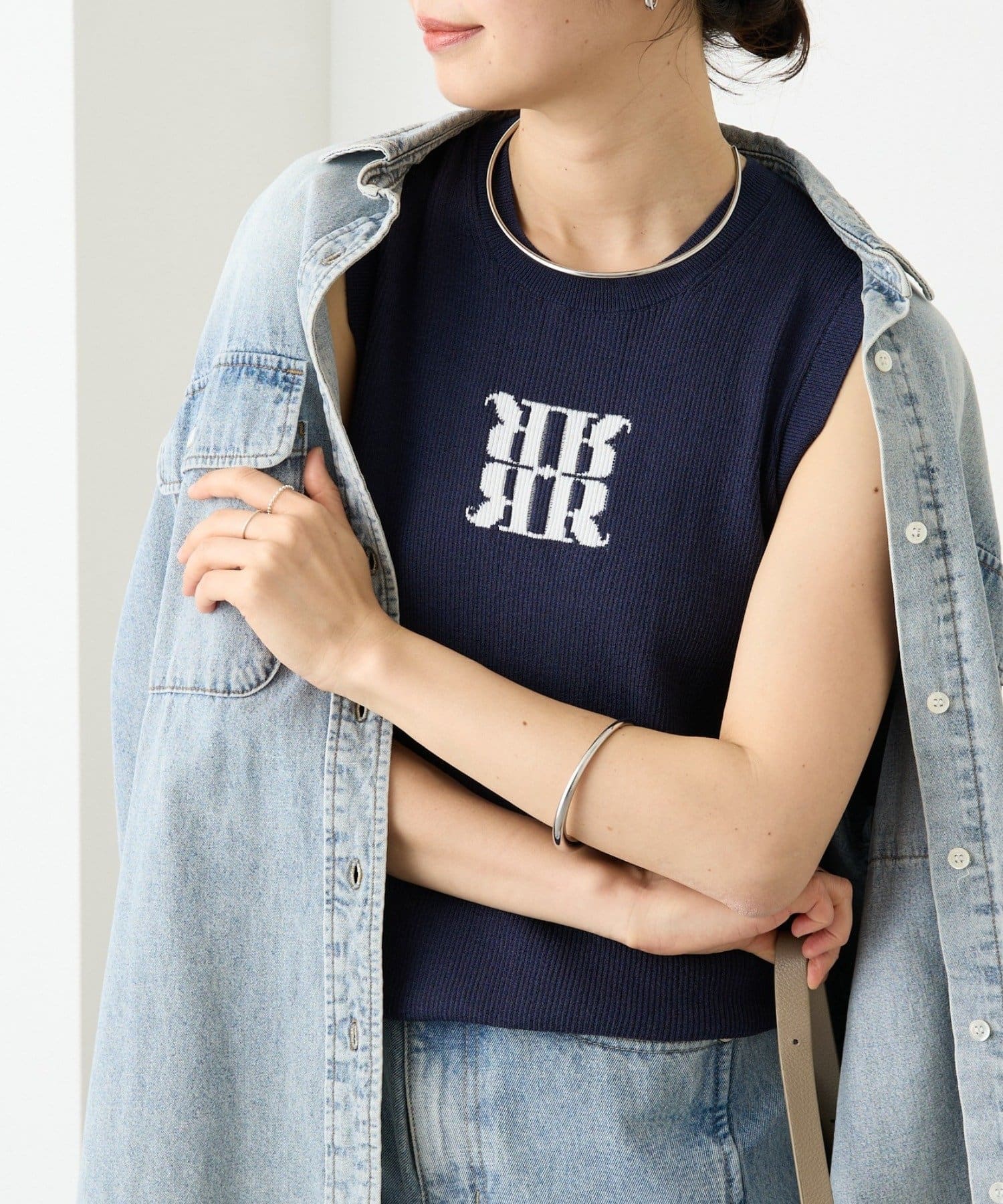 RIVE DROITE(リヴドロワ) 予約【快適な着心地】ロゴタンクニット