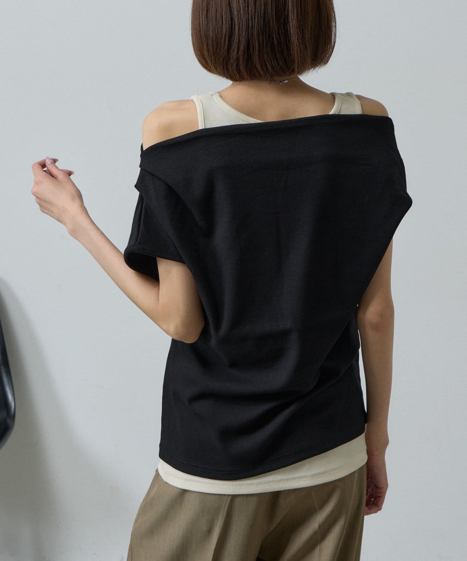 -goocy-(グーシー) テレコドレープレイヤードトップス