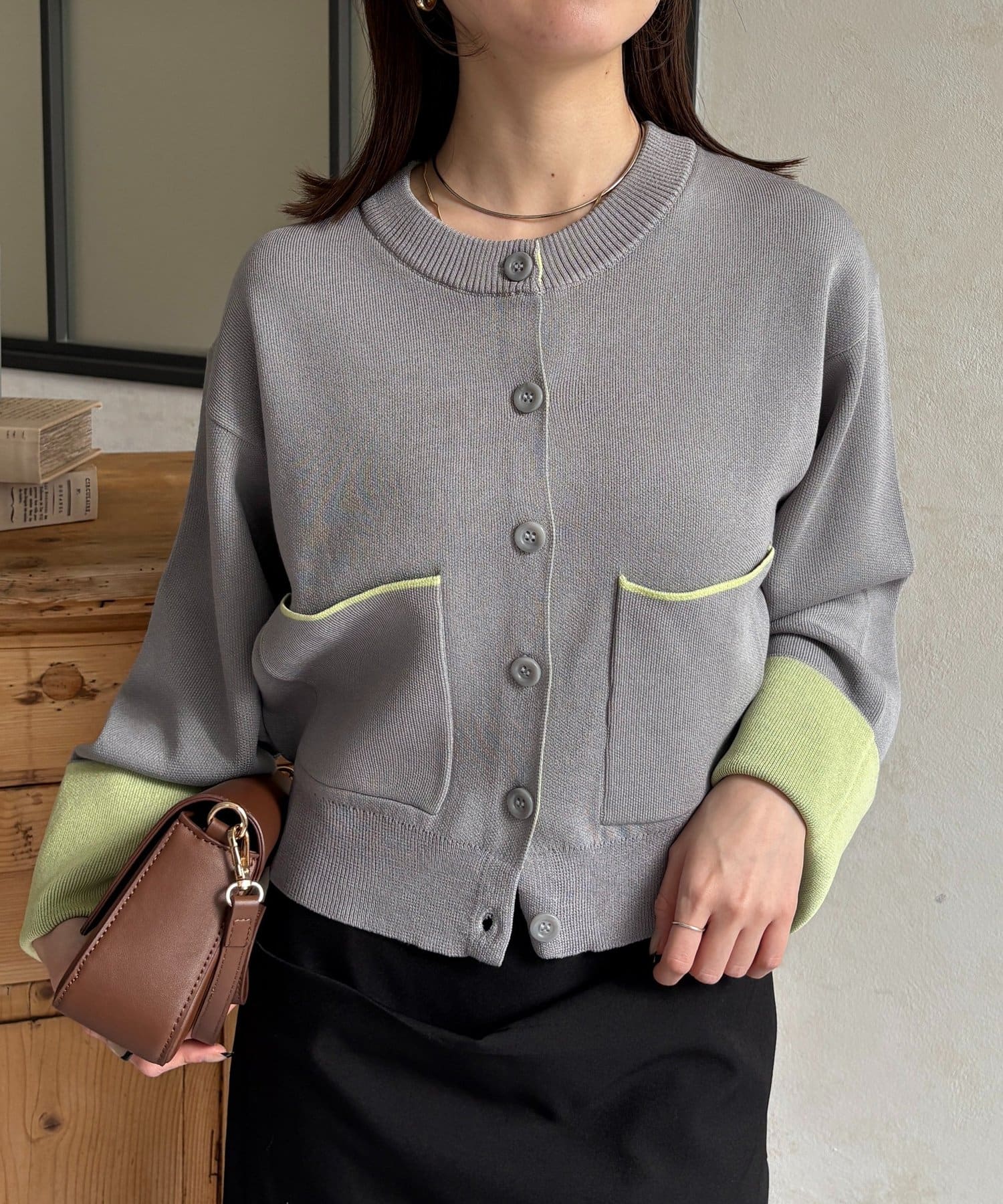 Thevon.(ゼヴォン) バイカラーダブルフェイスカーディガン