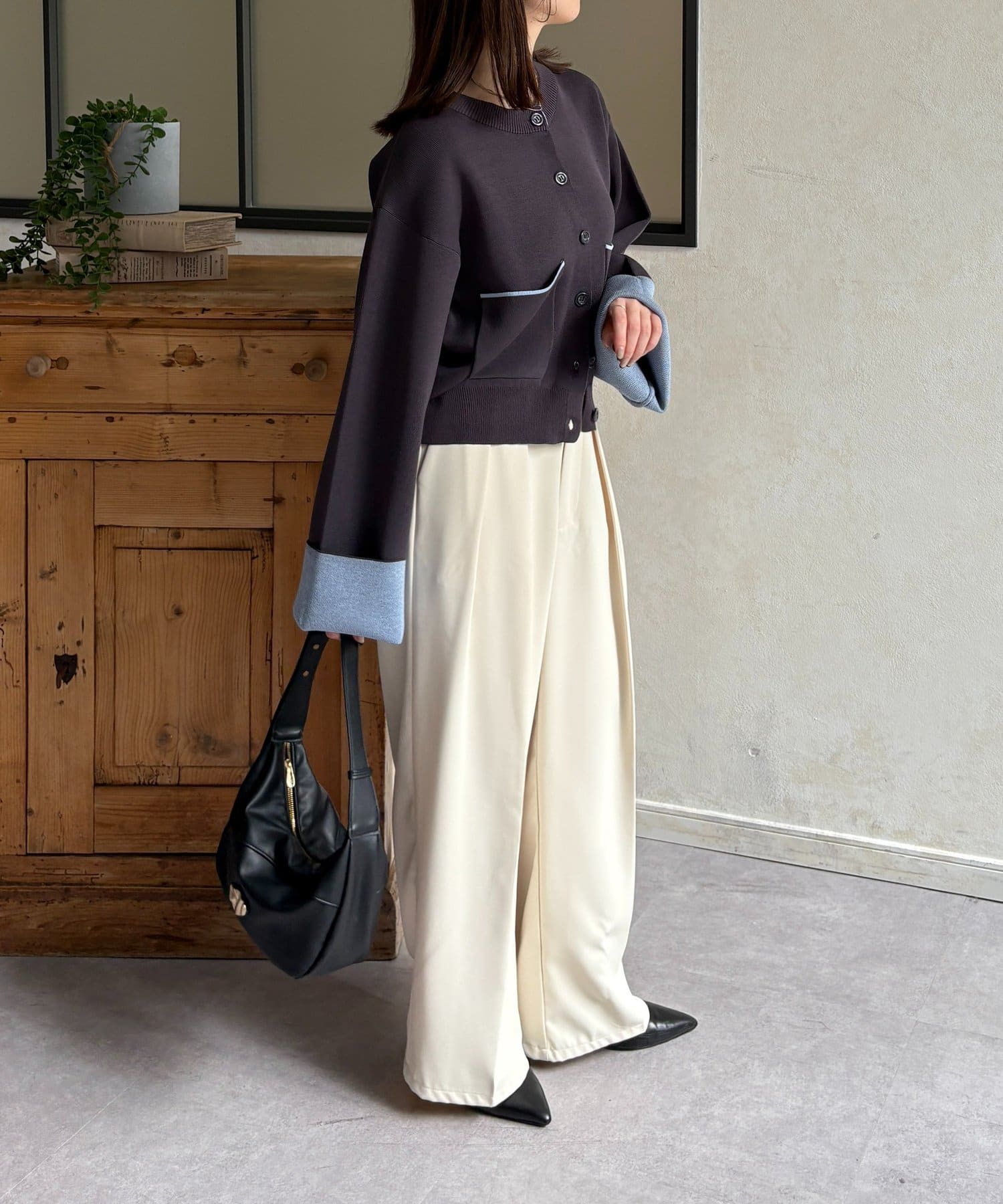 Thevon.(ゼヴォン) バイカラーダブルフェイスカーディガン