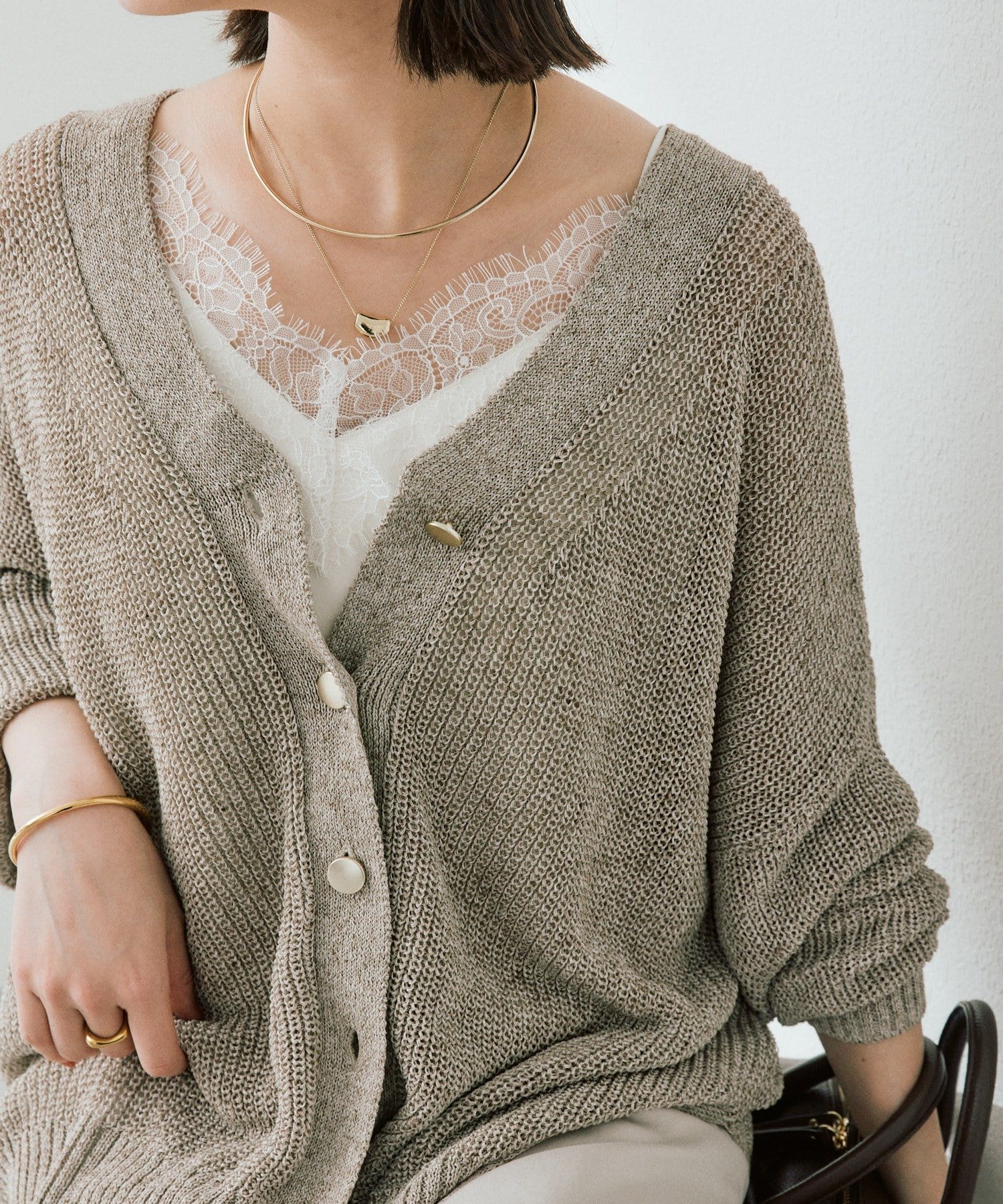 RIVE DROITE(リヴドロワ) 予約【前後2WAY仕様】リネンブレンド2WAYカーデ