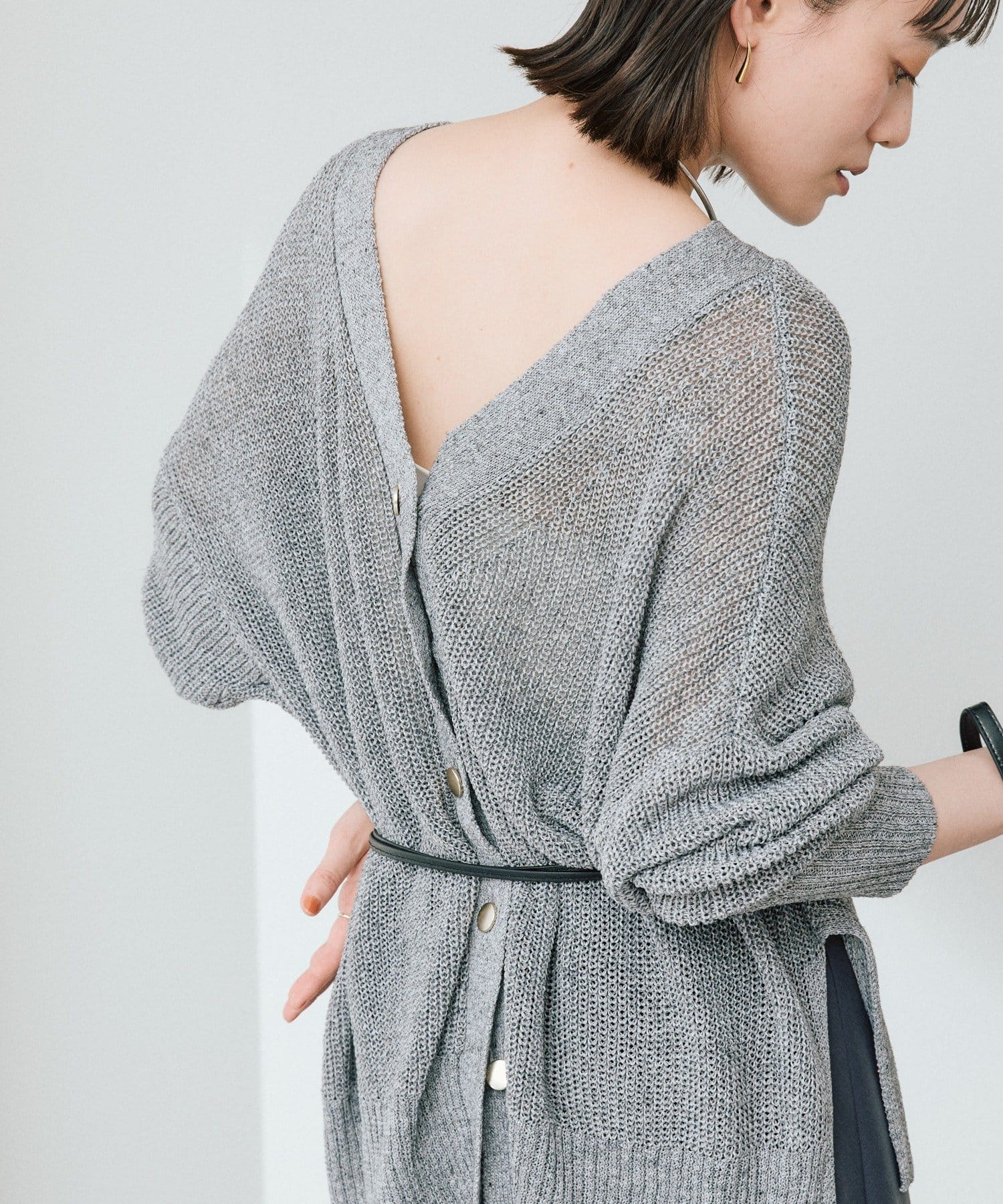 RIVE DROITE(リヴドロワ) 予約【前後2WAY仕様】リネンブレンド2WAYカーデ