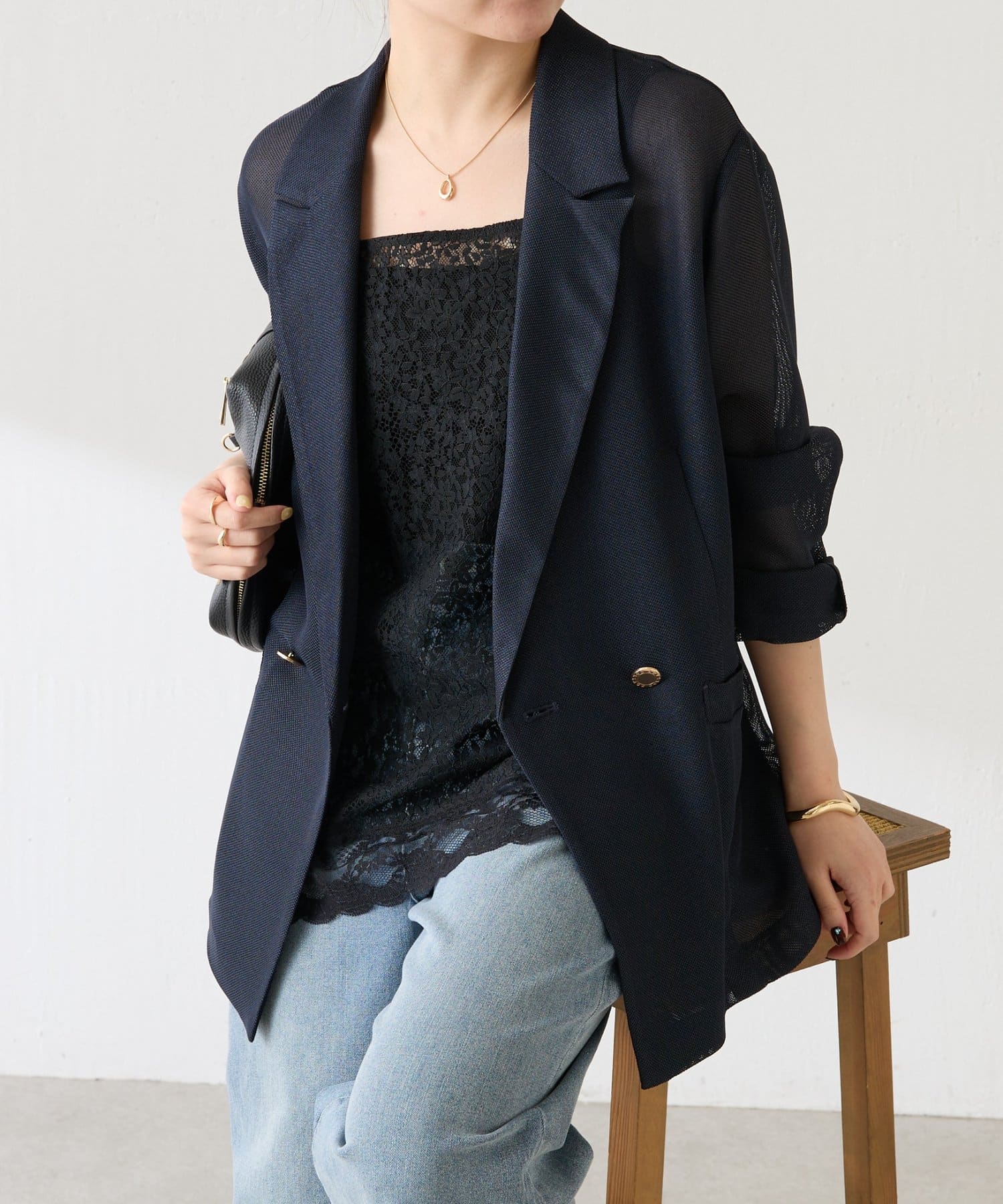 COLLAGE GALLARDAGALANTE(コラージュ ガリャルダガランテ) 【高評価アイテム/2サイズ展開】メッシュダブルジャケット