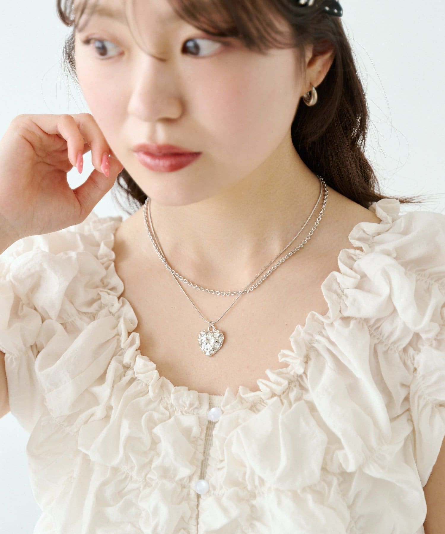 Kastane(カスタネ) 【fiw./3.12(木)12:00発売/WEB先行】ハートダブルチェーンネックレス