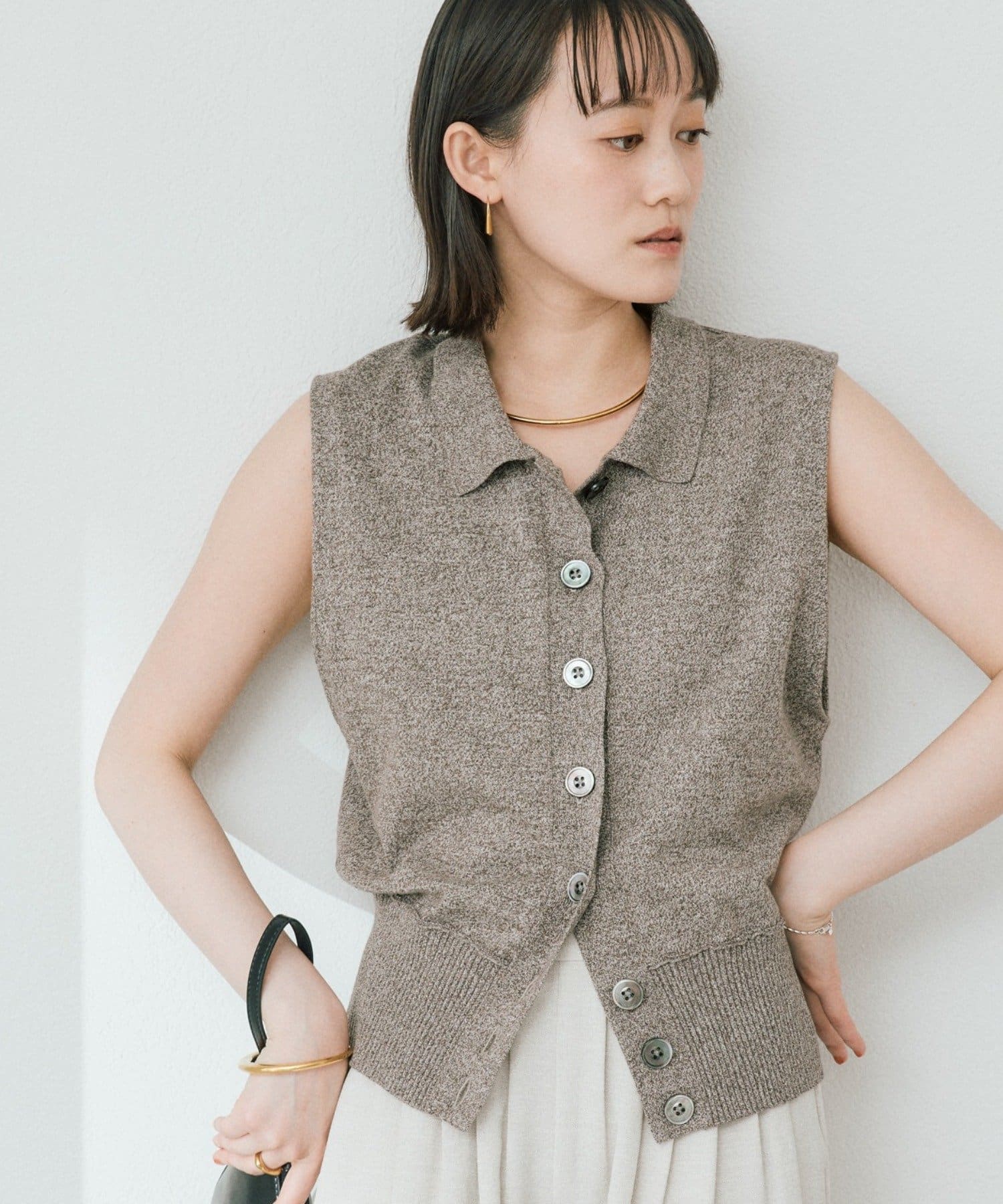 RIVE DROITE(リヴドロワ) 予約【抜け感のある印象に】メランジポロカラーベスト