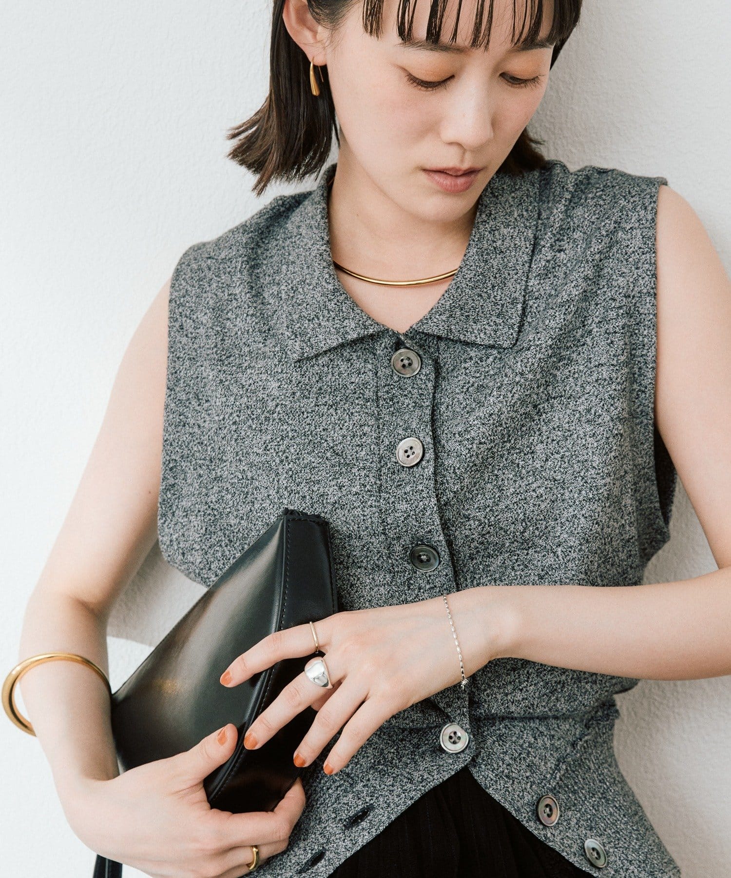 RIVE DROITE(リヴドロワ) 予約【抜け感のある印象に】メランジポロカラーベスト