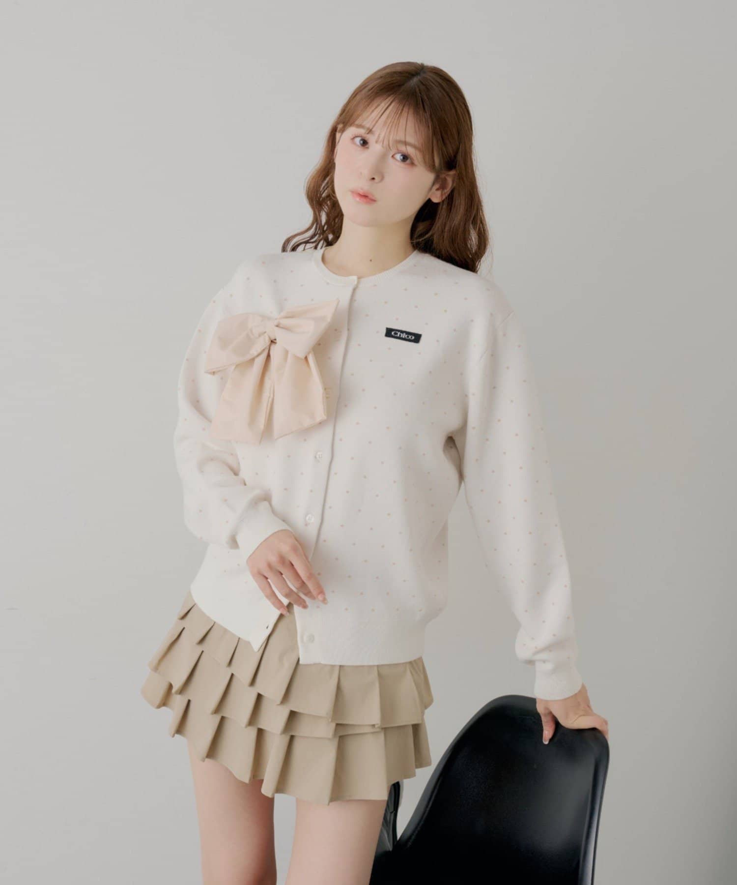 Chico(チコ) 【WEB限定カラーあり】リボンルーズカーディガン