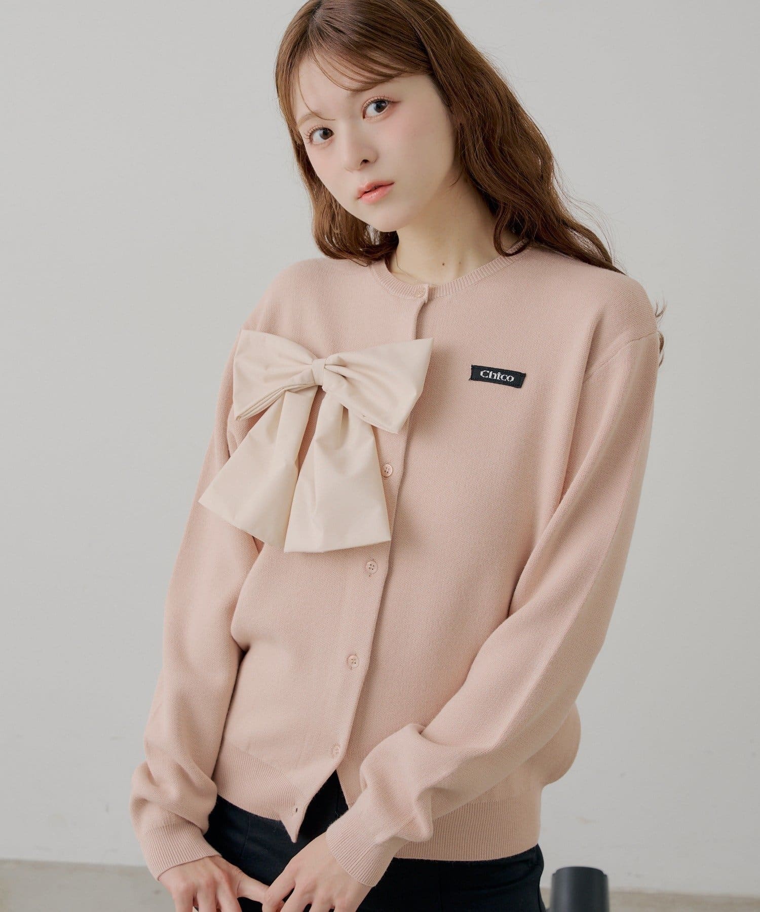 Chico(チコ) 【EC限定カラー】リボンルーズカーディガン