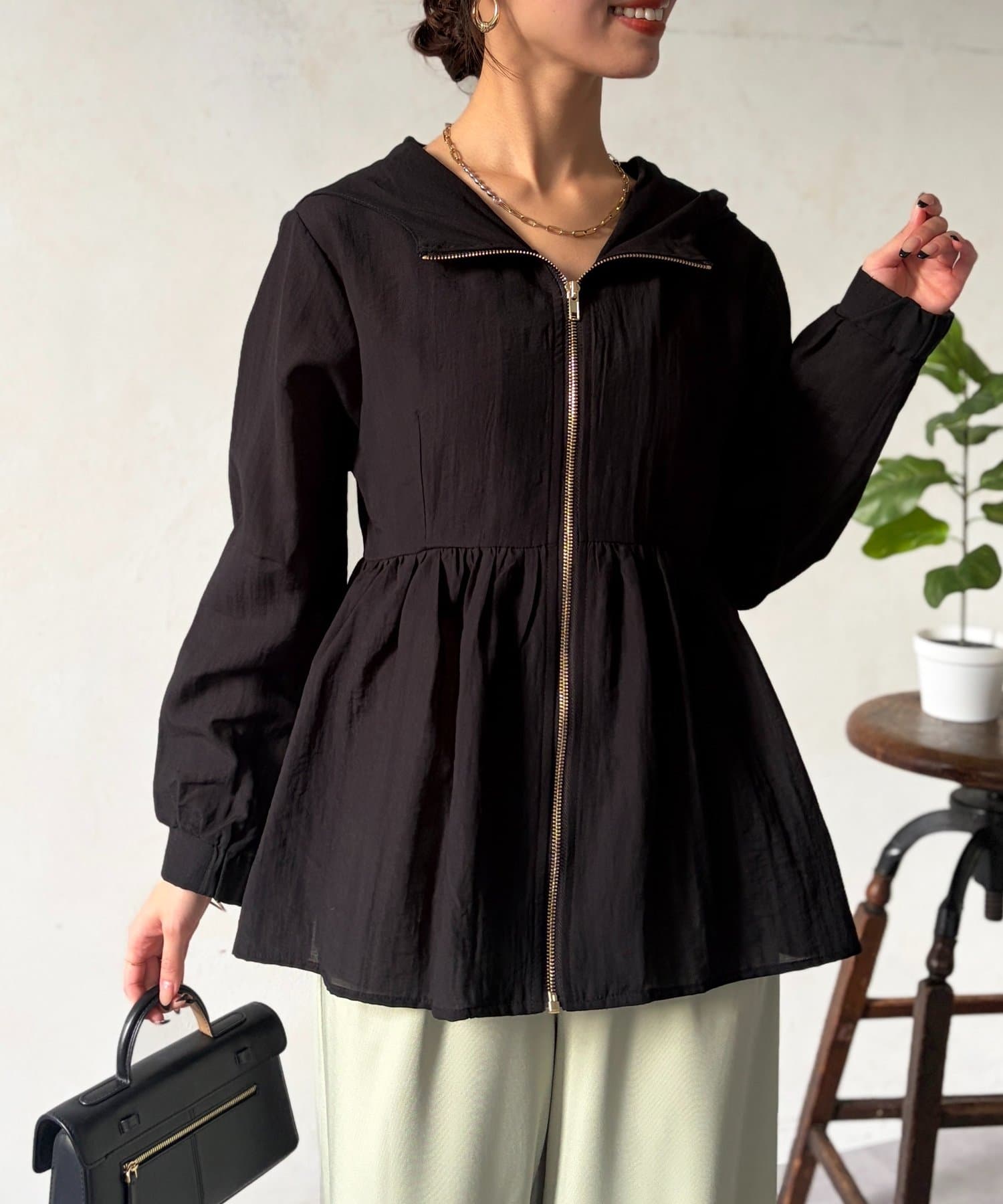 Chez toi(シェトワ) シアーペプラムブルゾン