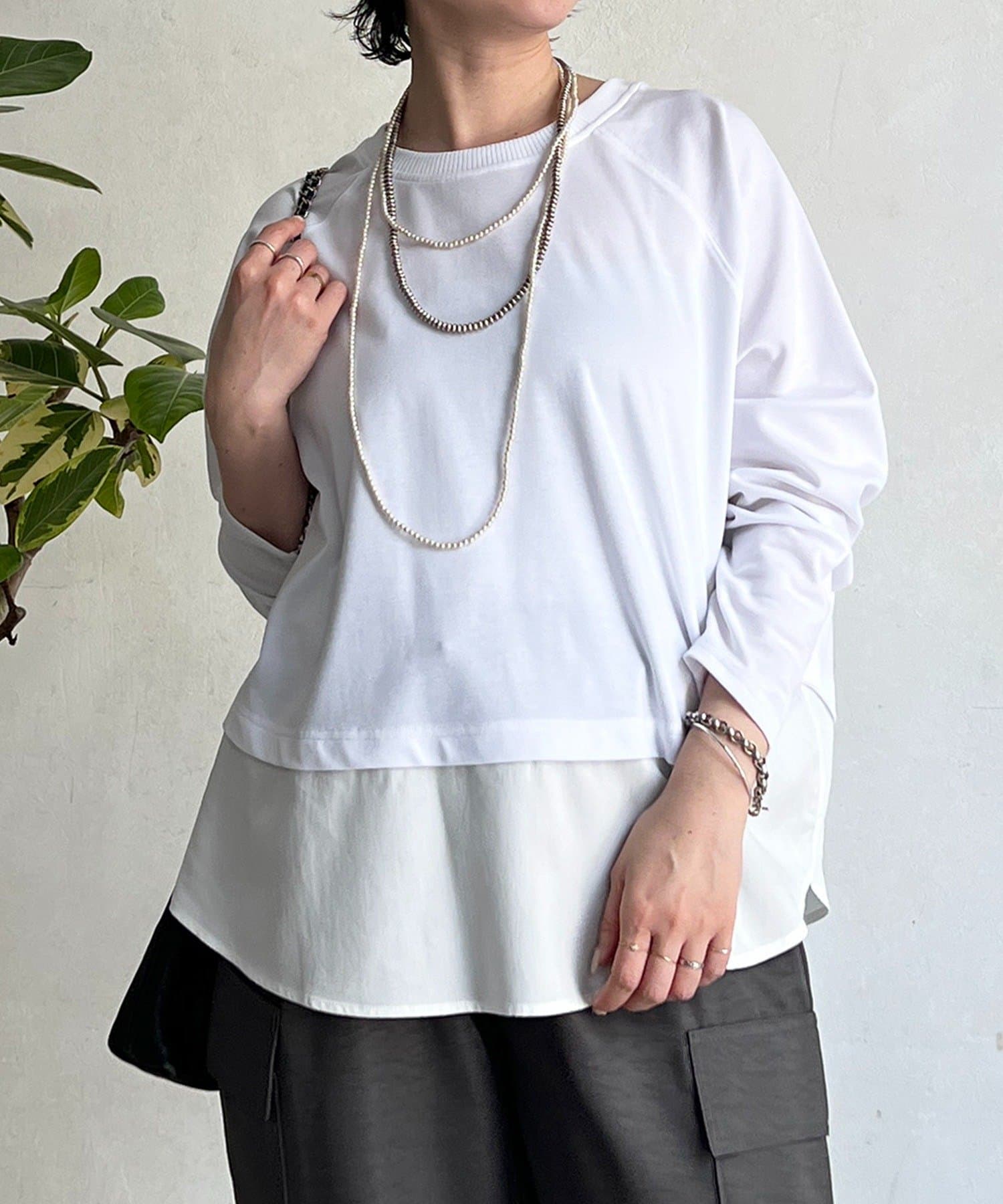 un dix cors(アンディコール) 異素材裾切り替プルオーバー