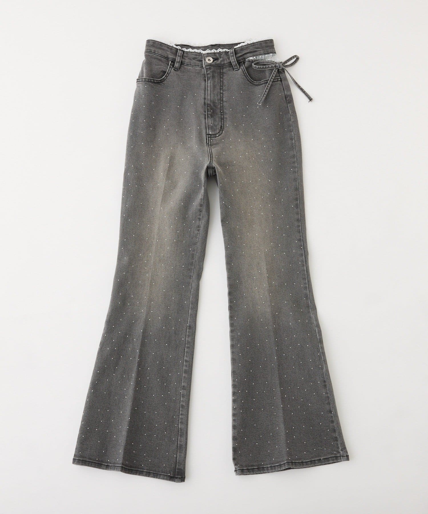 one after another NICE CLAUP(ワンアフターアナザー ナイスクラップ) サイドカットレースフレアデニム