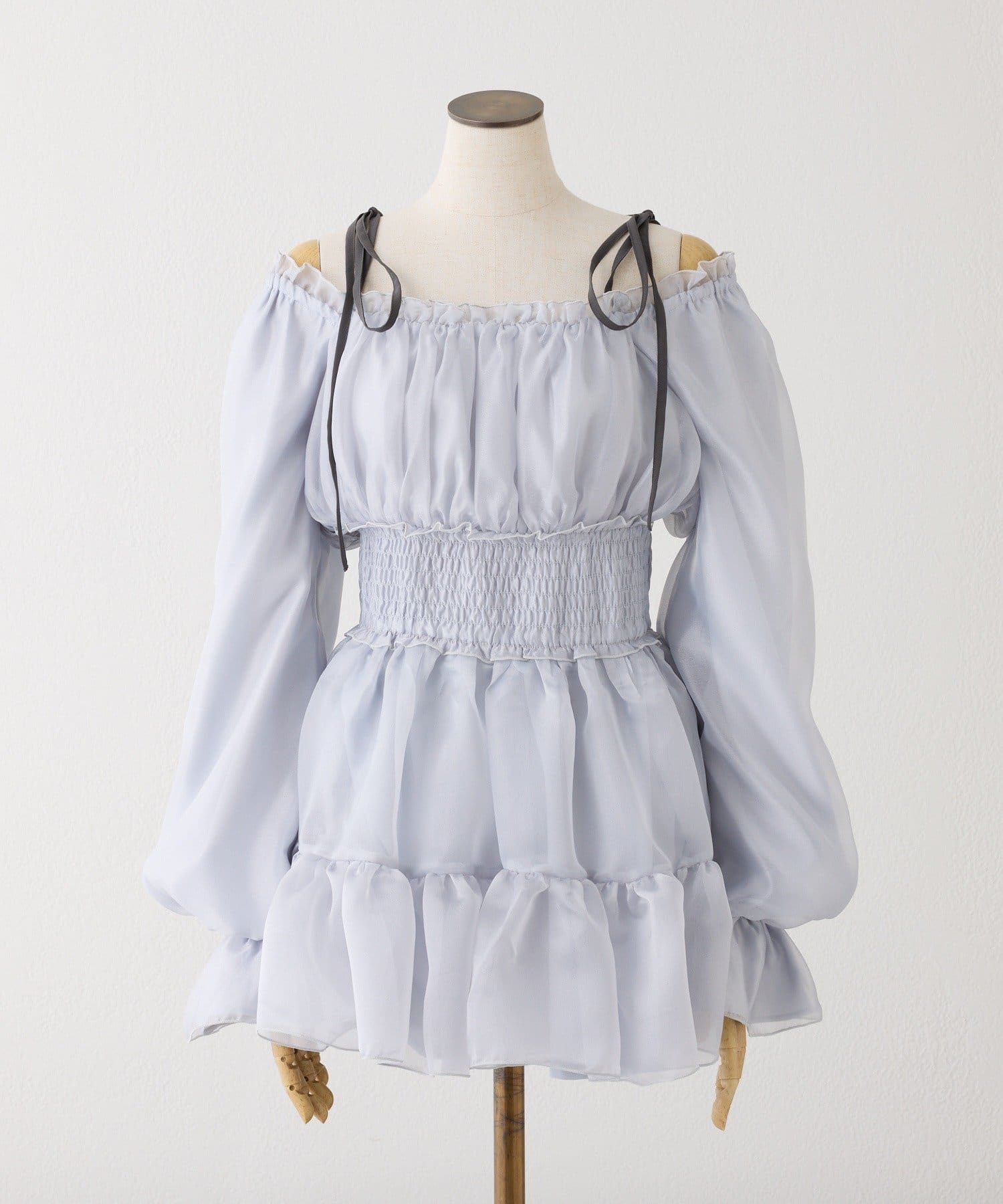 one after another NICE CLAUP(ワンアフターアナザー ナイスクラップ) シアー肩リボンチュニック