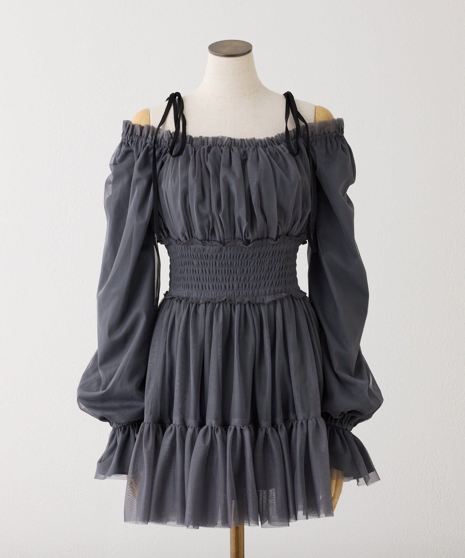 one after another NICE CLAUP(ワンアフターアナザー ナイスクラップ) シアー肩リボンチュニック