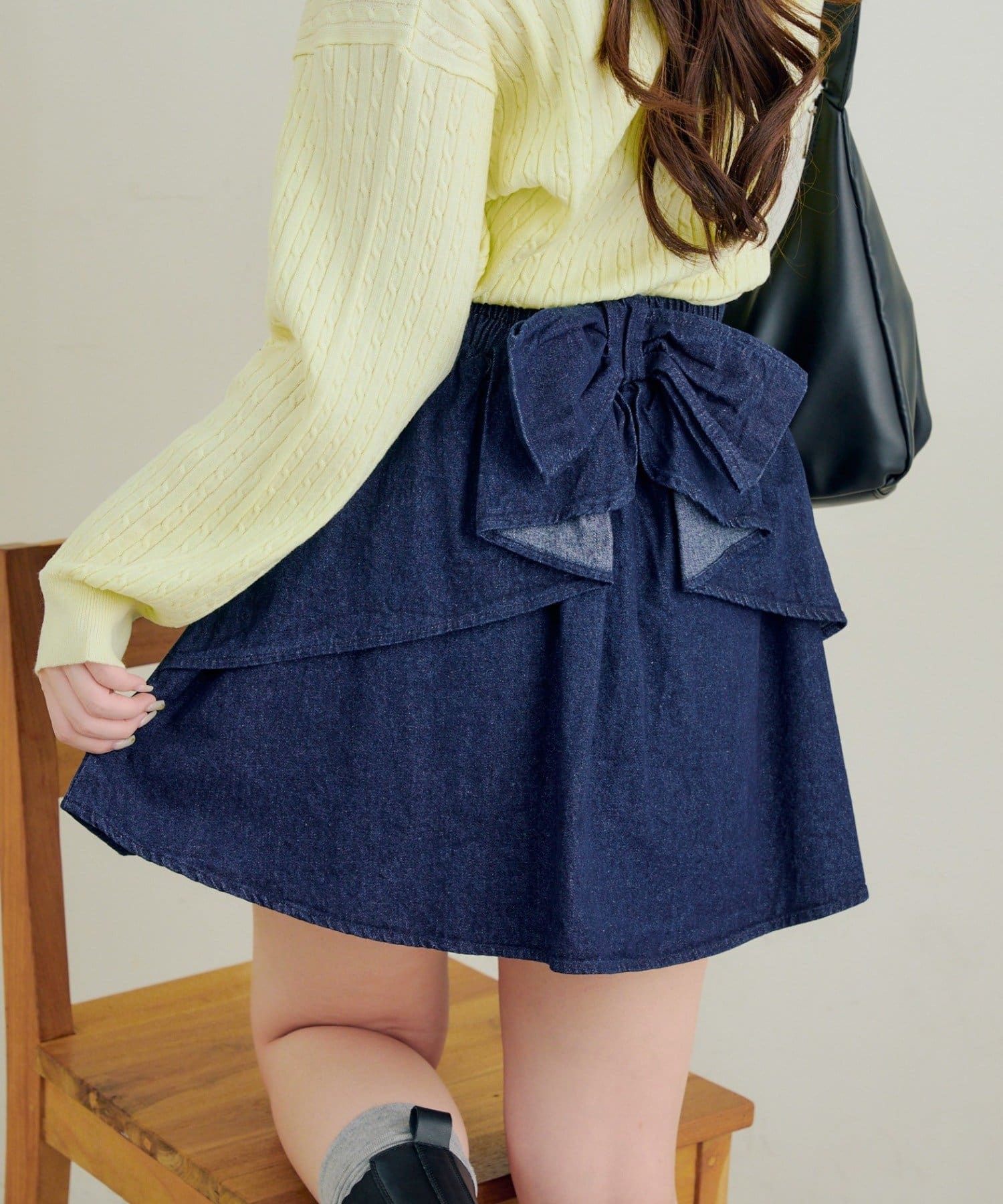 NICE CLAUP / OLIVE des OLIVE OUTLET(ナイスクラップ  / オリーブ デ オリーブ アウトレット) 【RMAF】BACKリボンモチーフミニスカート