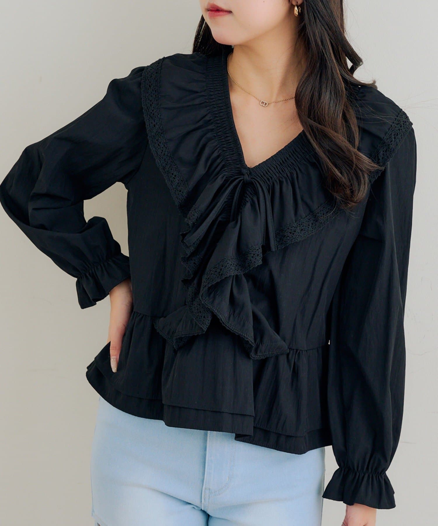 Remind me and forever(リマインドミーアンドフォーエバー) レースフリフリブラウス