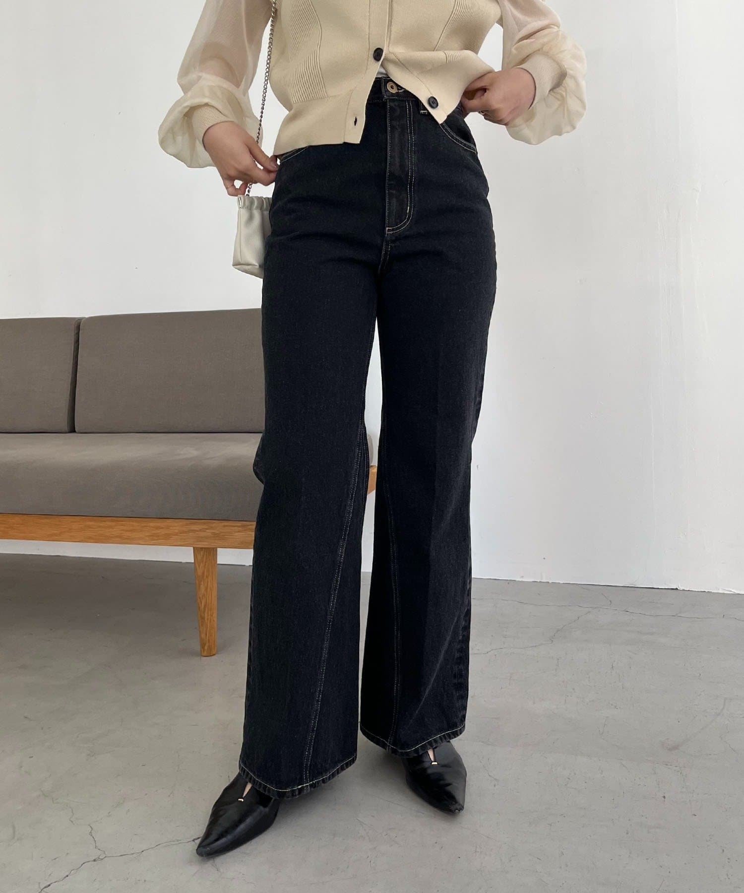 CAPRICIEUX LE'MAGE(カプリシュレマージュ) 【低身長サイズあり】セミフレアデニム