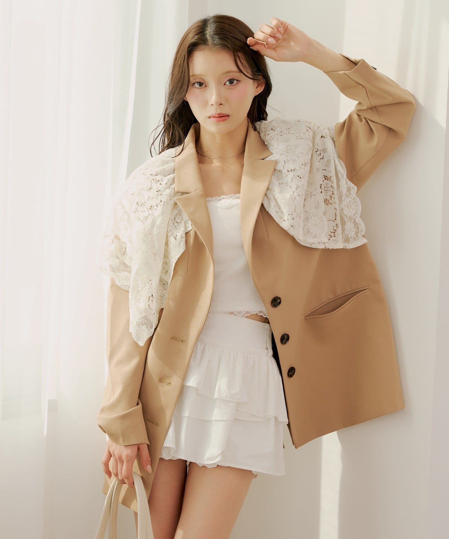 Chico(チコ) 襟レーステーラードジャケット