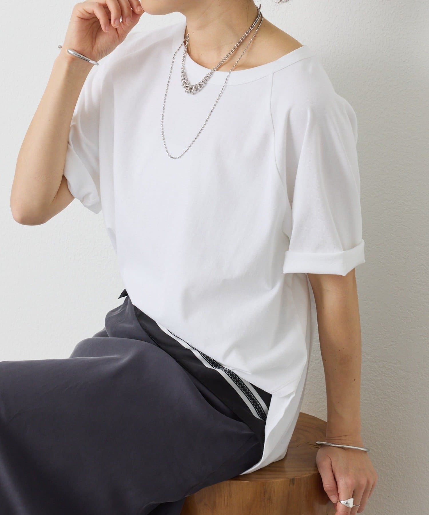 RIVE DROITE(リヴドロワ) 予約【インフルエンサーYossshiiii企画】ヴィンテージ天竺ゴブソデTee/4月下旬お届け予定