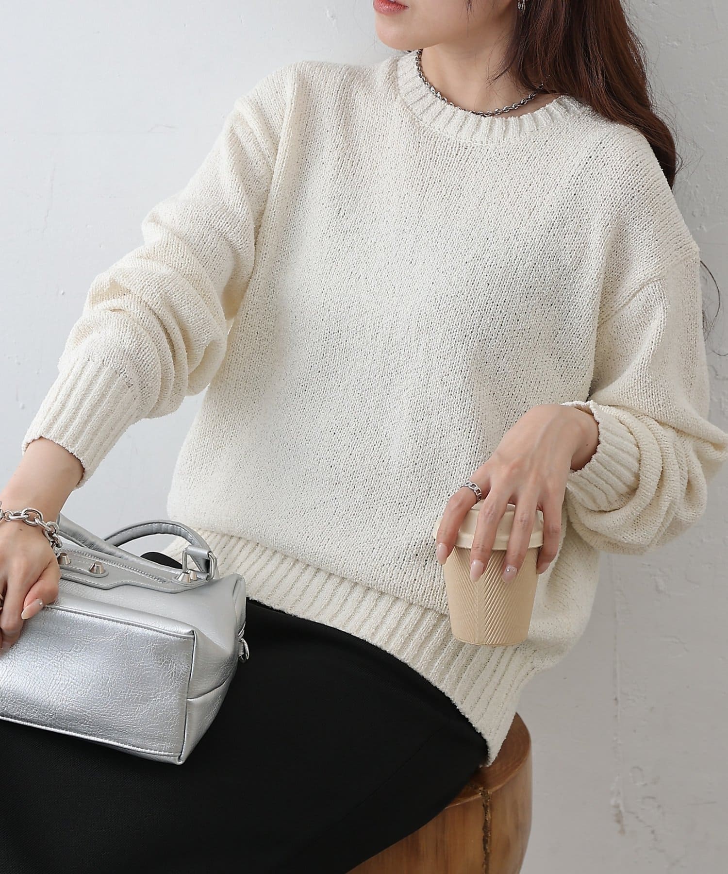 COLONY 2139(コロニー トゥーワンスリーナイン) ミニブークレクルーネックニットプルオーバー