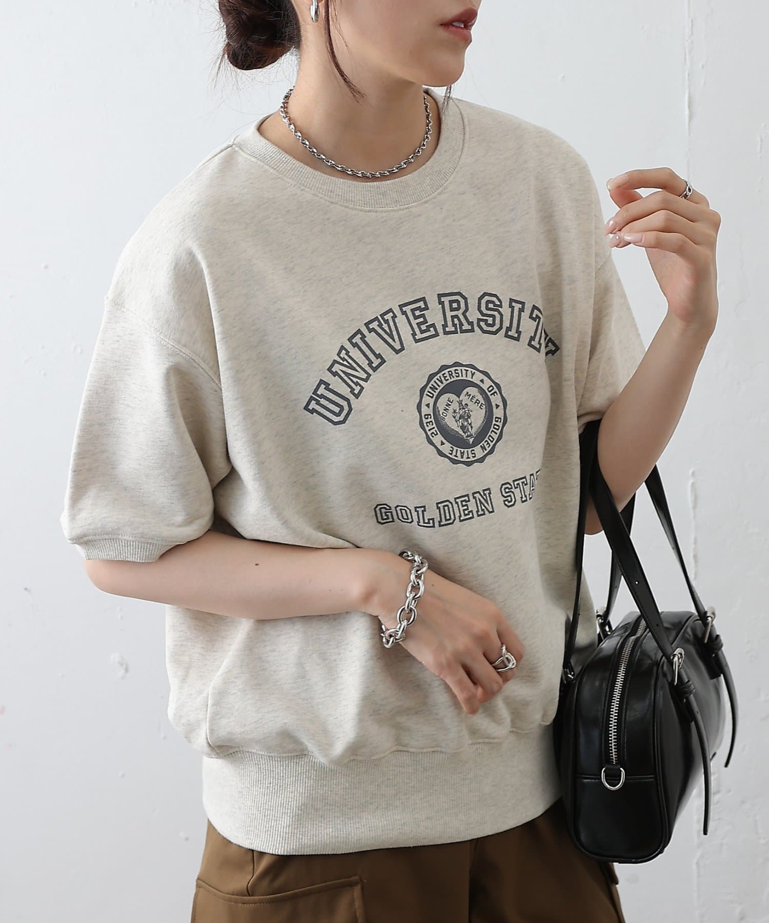 COLONY 2139(コロニー トゥーワンスリーナイン) ミニ裏毛半袖カレッジプリントプルオーバー