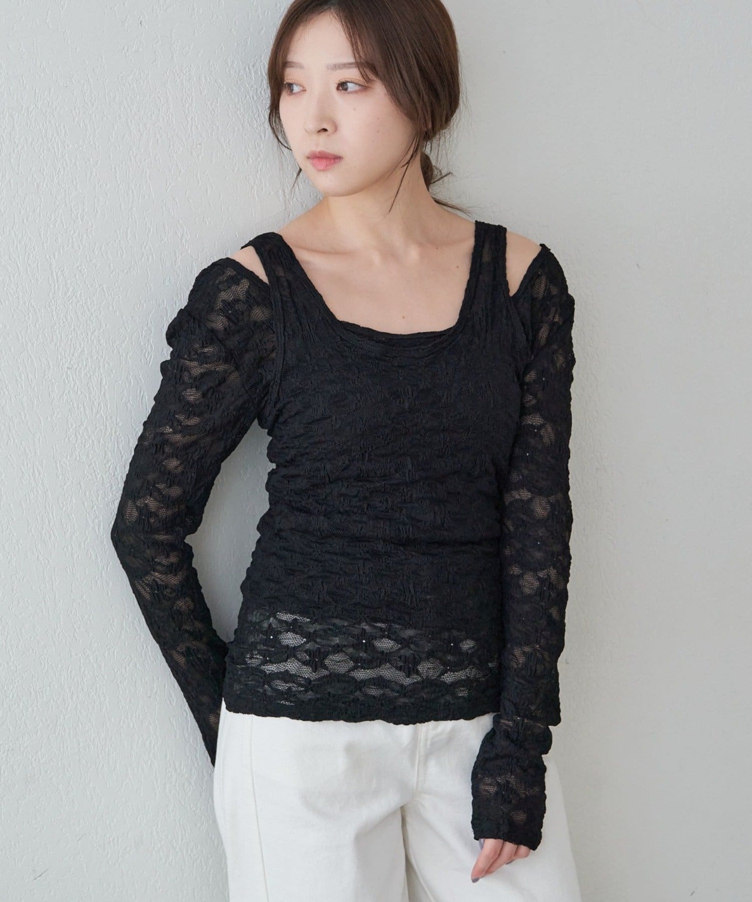 SHENERY(シーナリー) レースレイヤードカットソー