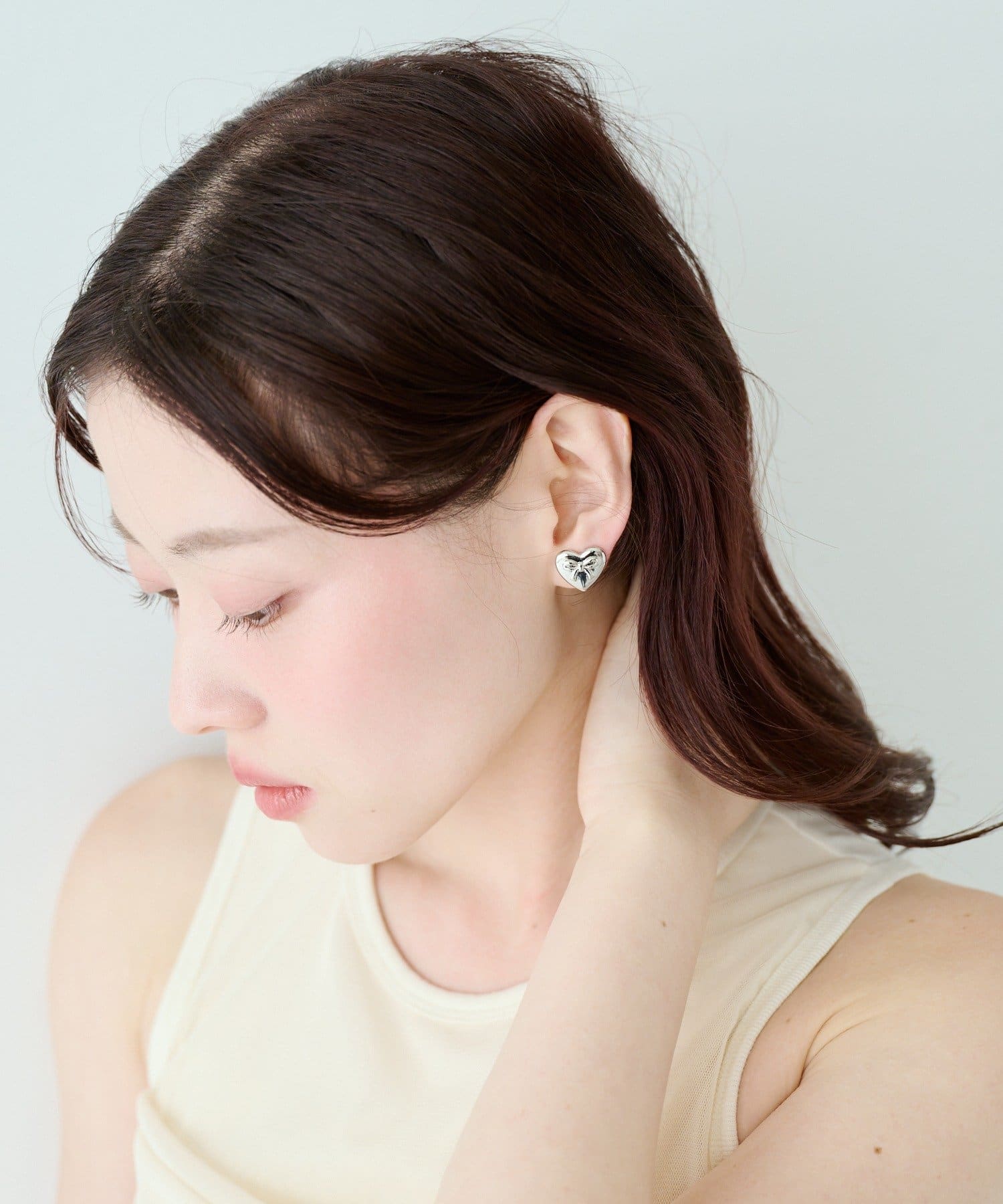 Kastane(カスタネ) 【fiw./3.12(木)12:00発売/WEB先行】ハートリボンイヤリング