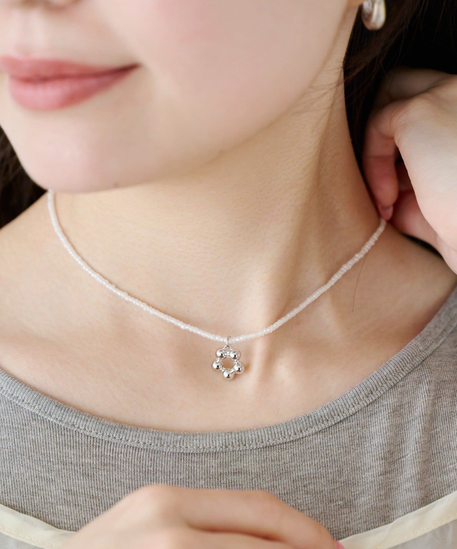 Kastane(カスタネ) 【fiw./3.12(木)12:00発売/WEB先行】ビーズフラワーネックレス