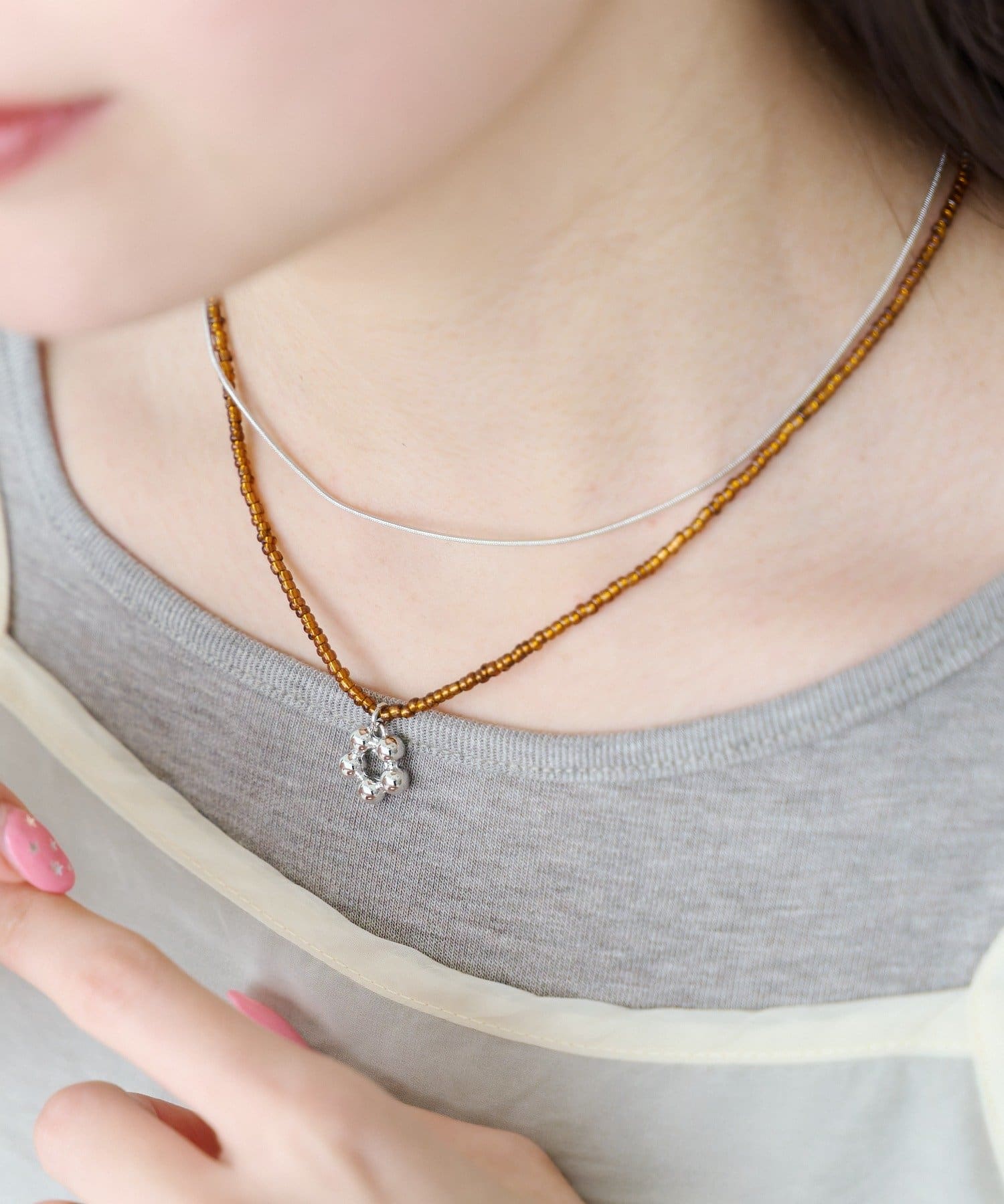 Kastane(カスタネ) 【fiw./3.12(木)12:00発売/WEB先行】ビーズフラワーネックレス