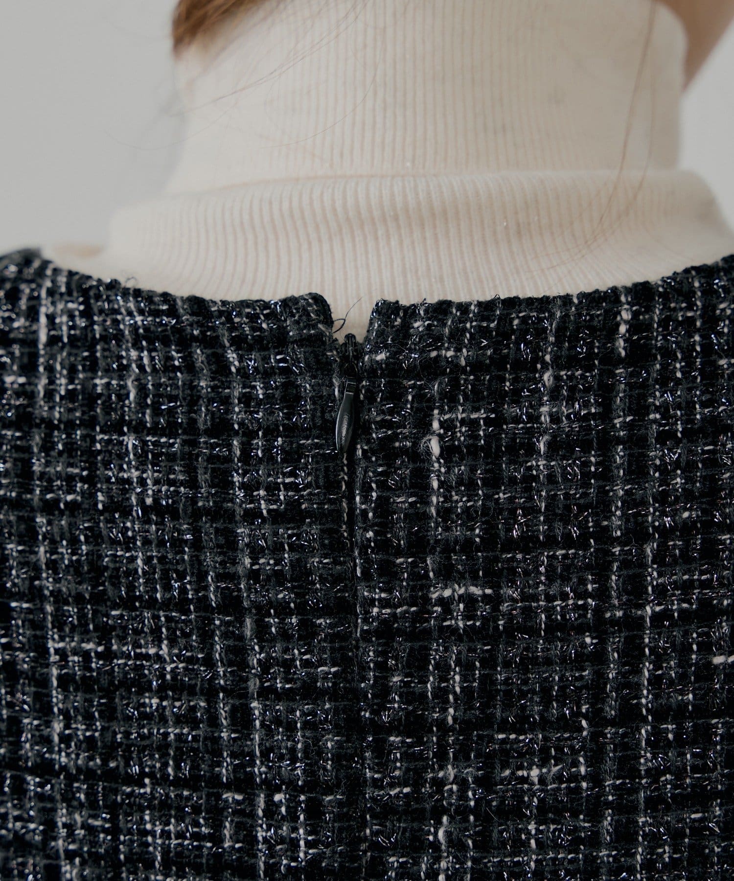 OUTLET(アウトレット) 【Chico】ツイードサイドギャザーフレアミニワンピース