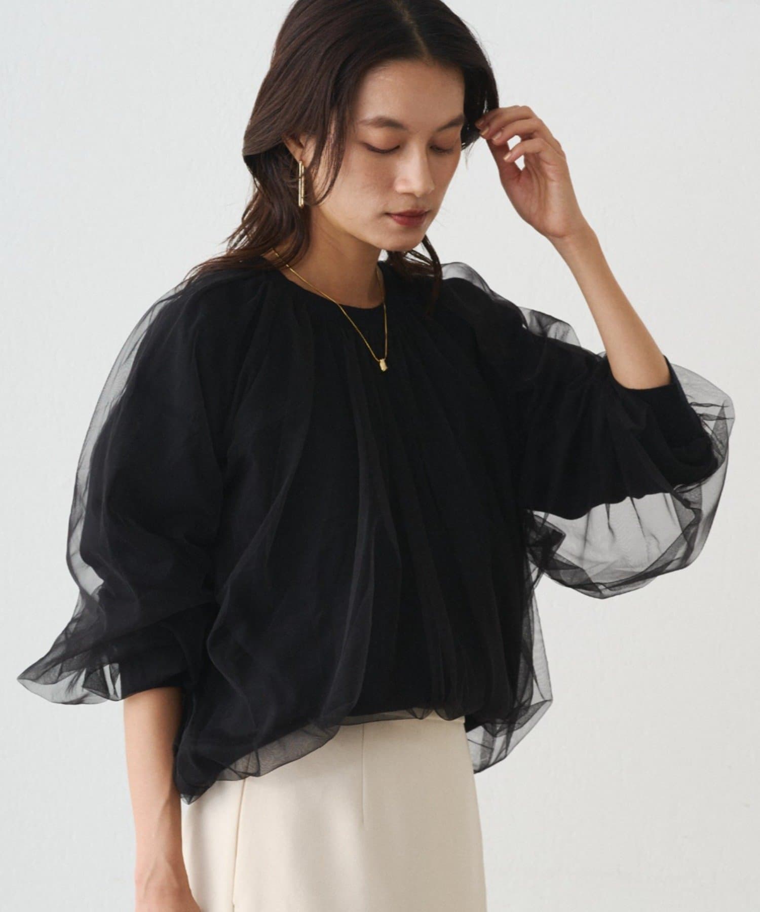 OUTLET(アウトレット) 【Loungedress】チュールニット