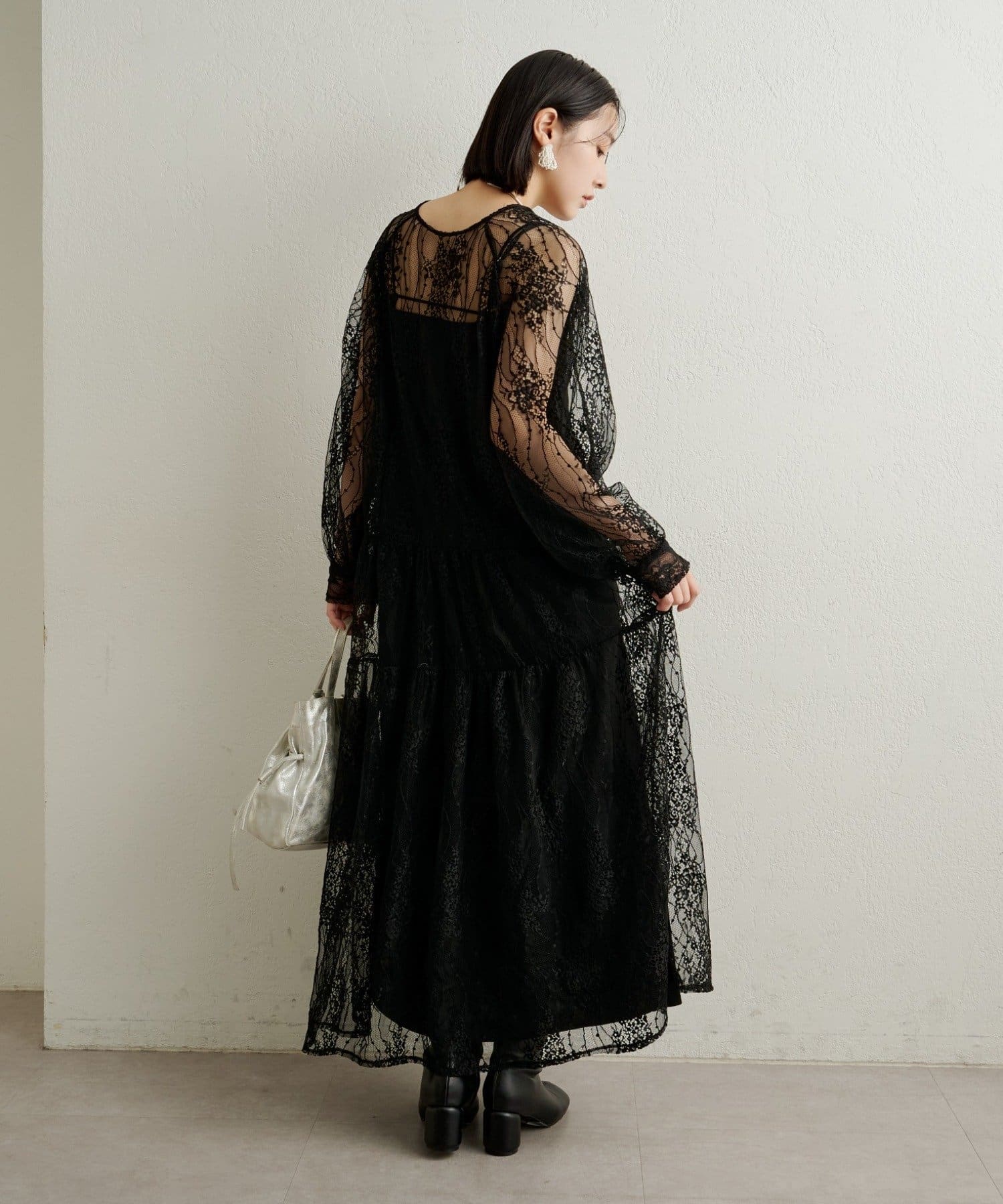 OUTLET(アウトレット) 【Omekashi】シアーティアードワンピース