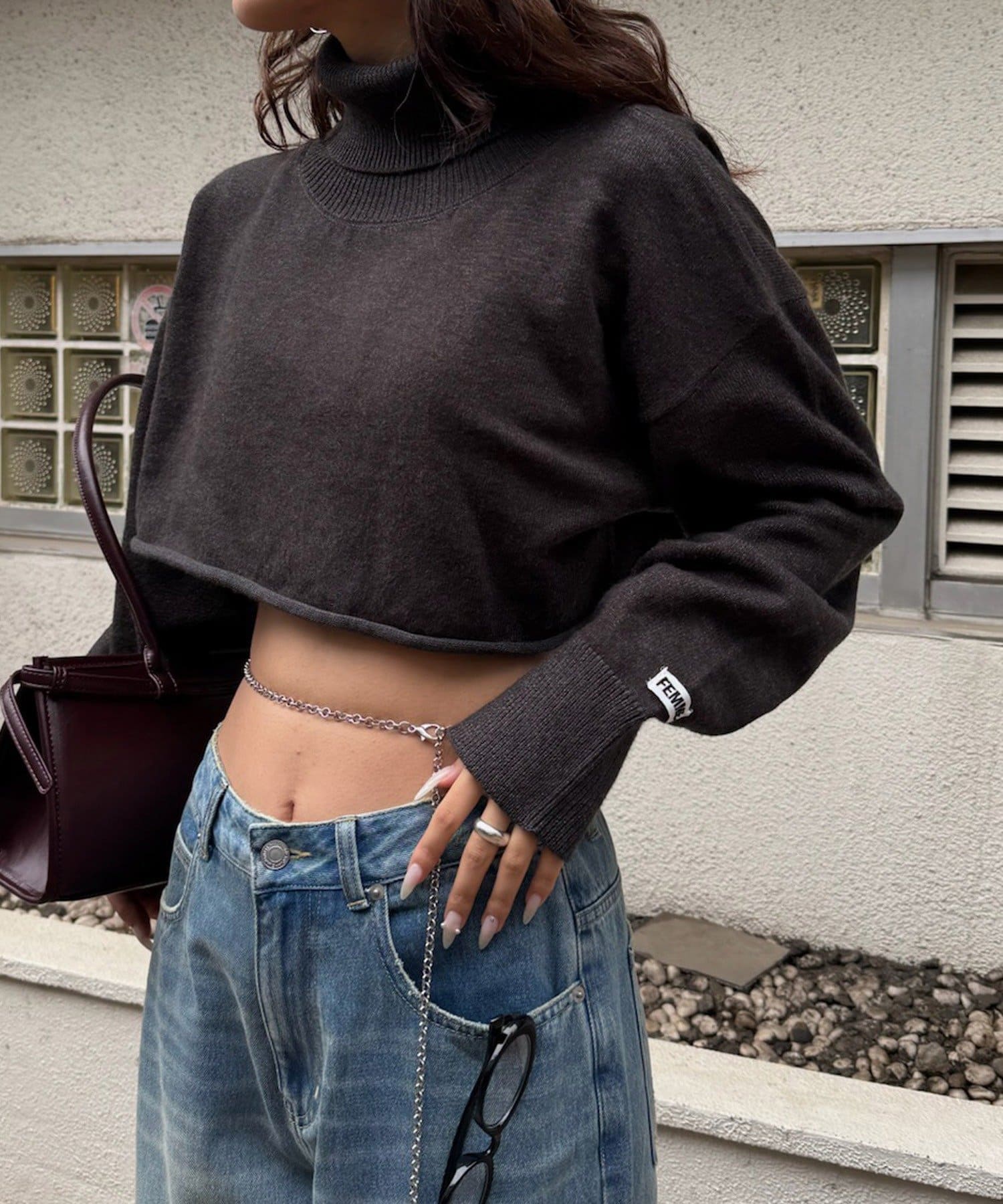 OUTLET(アウトレット) 【mline】ショート タートルニット