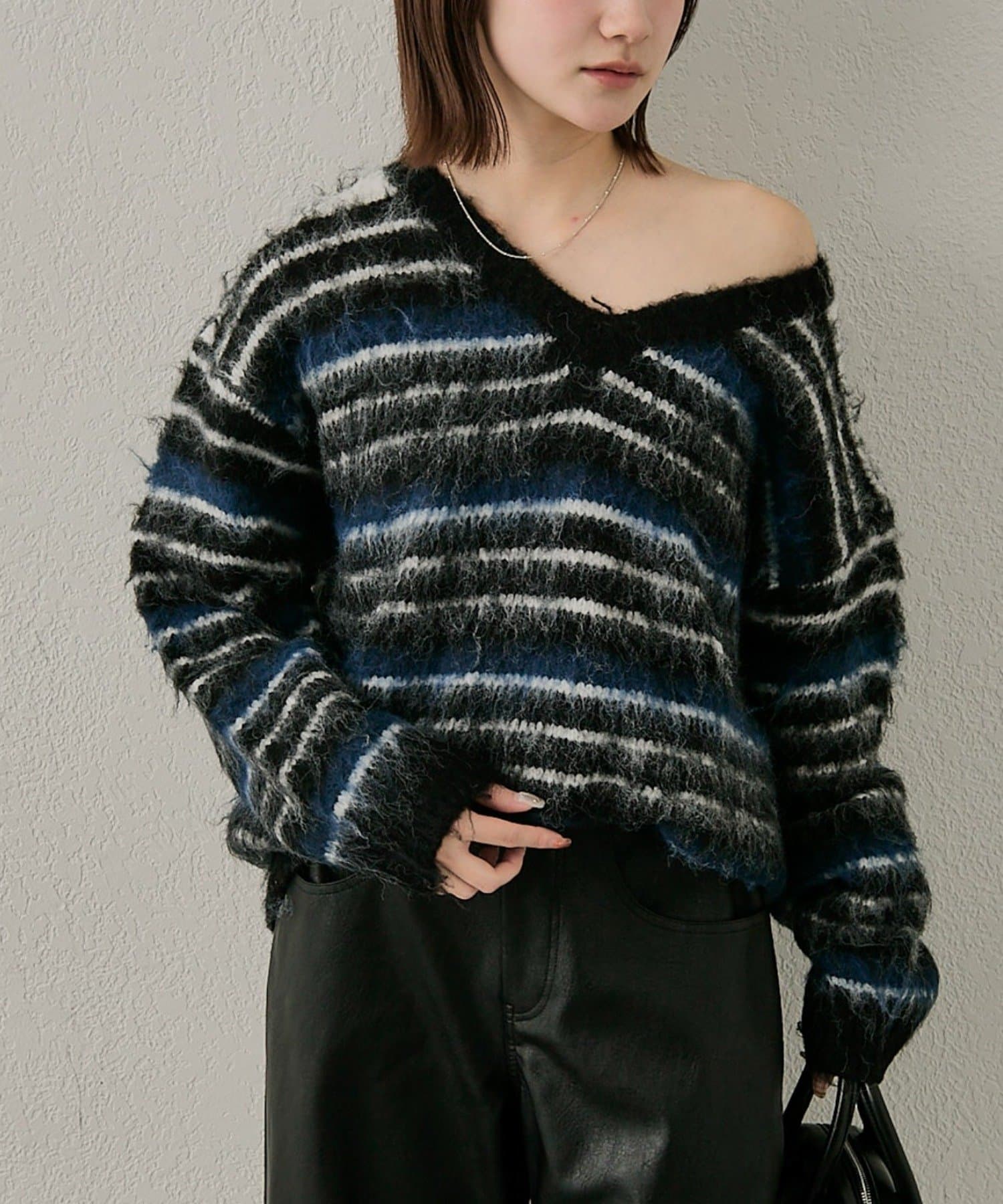 OUTLET(アウトレット) 【mline】ミックスストライプニット