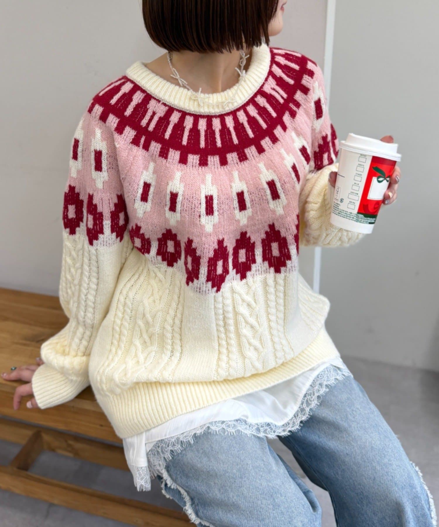 OUTLET(アウトレット) 【w closet】ノルディックアランニット