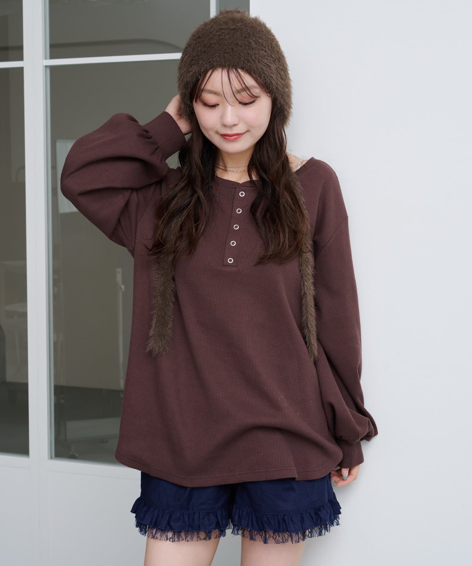 OUTLET(アウトレット) 【Kastane】ワッフルヘンリープルオーバー