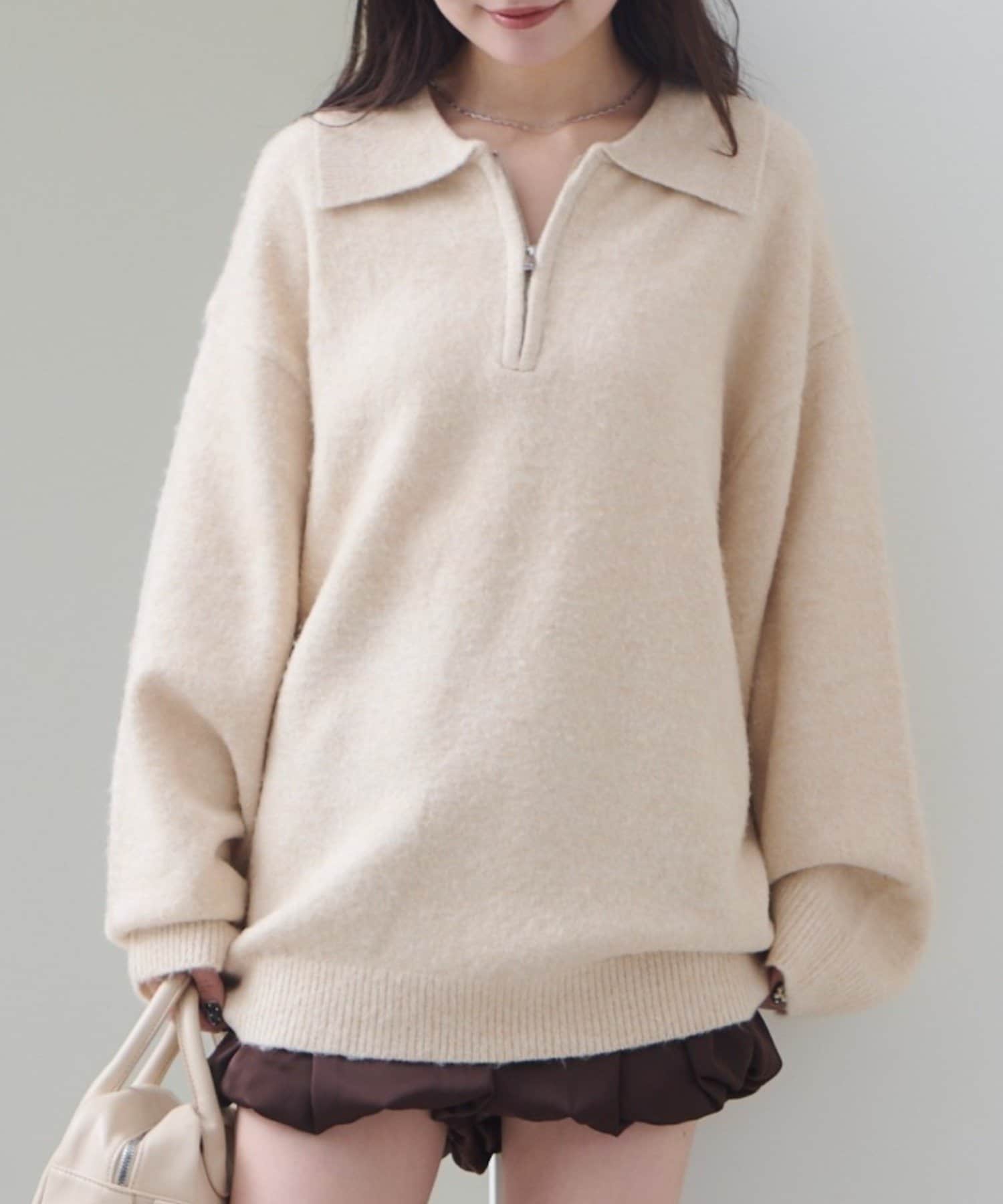 OUTLET(アウトレット) 【Kastane】ボーダージップニット