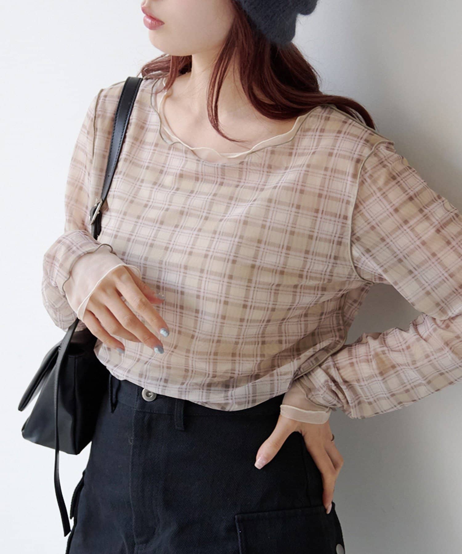 OUTLET(アウトレット) 【Kastane】レイヤードチェックシアープルオーバー