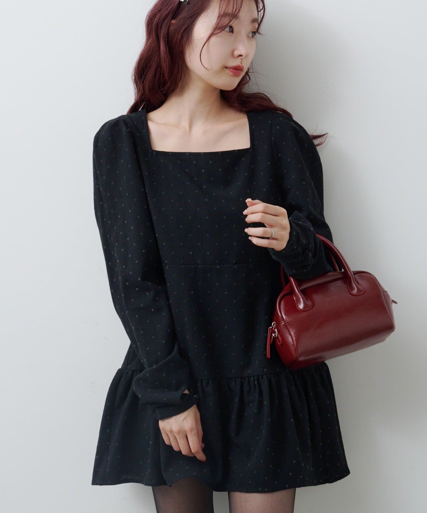 OUTLET(アウトレット) 【Kastane】ドットツイードミニワンピース