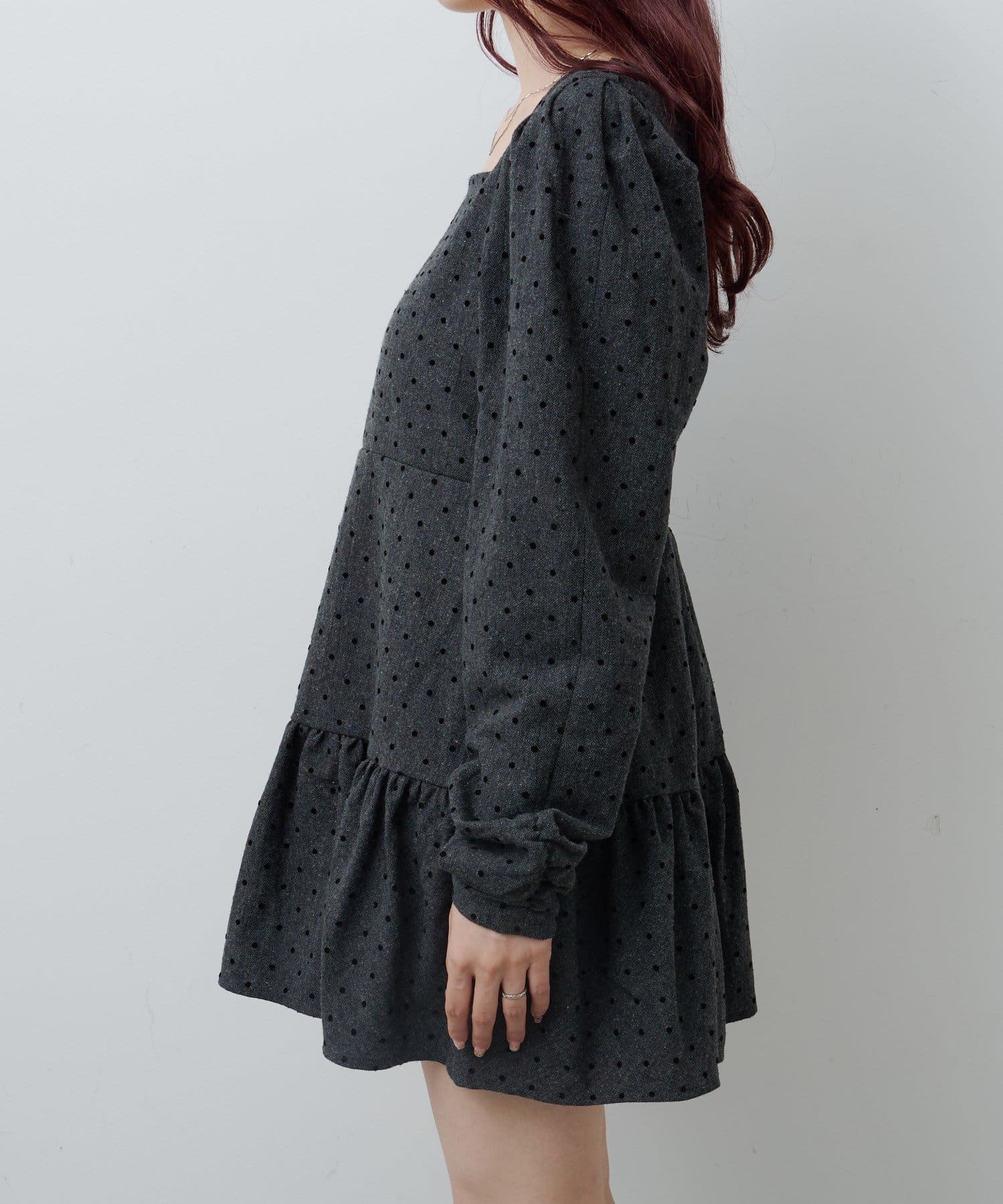 OUTLET(アウトレット) 【Kastane】ドットツイードミニワンピース