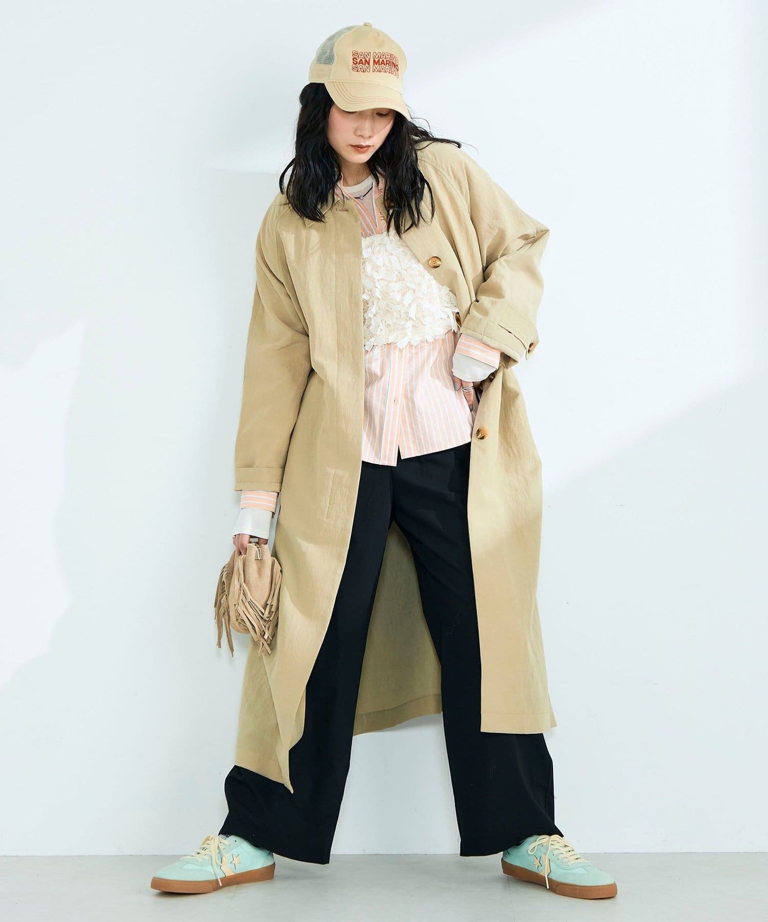 FREDY & GLOSTER(フレディ アンド グロスター) リネン混タンブラーステンカラーコート