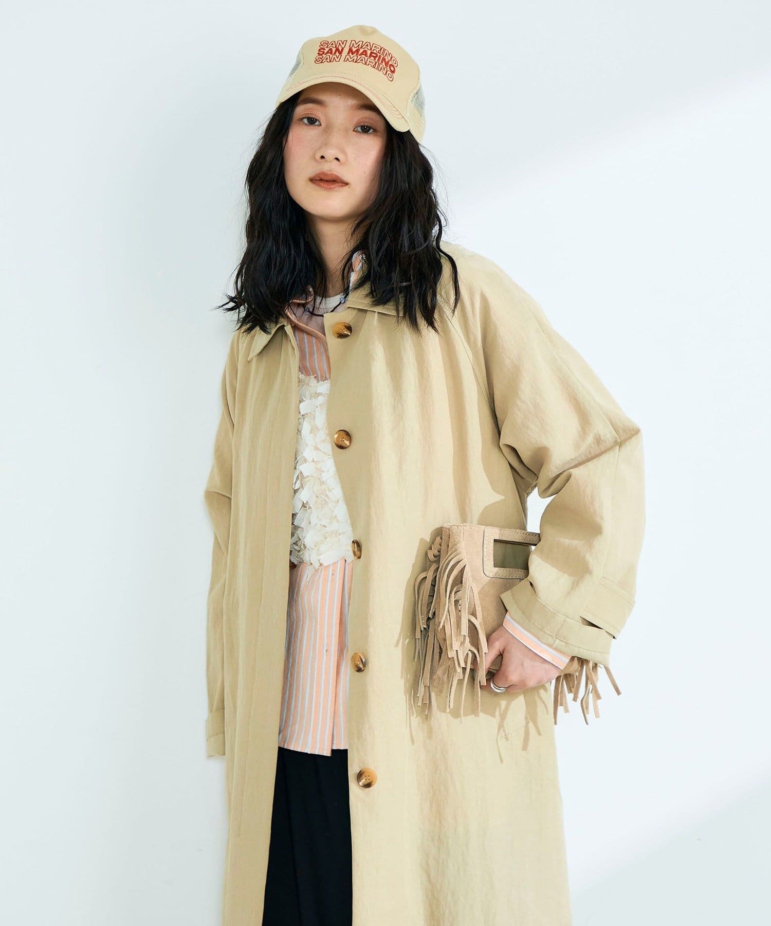 FREDY & GLOSTER(フレディ アンド グロスター) リネン混タンブラーステンカラーコート