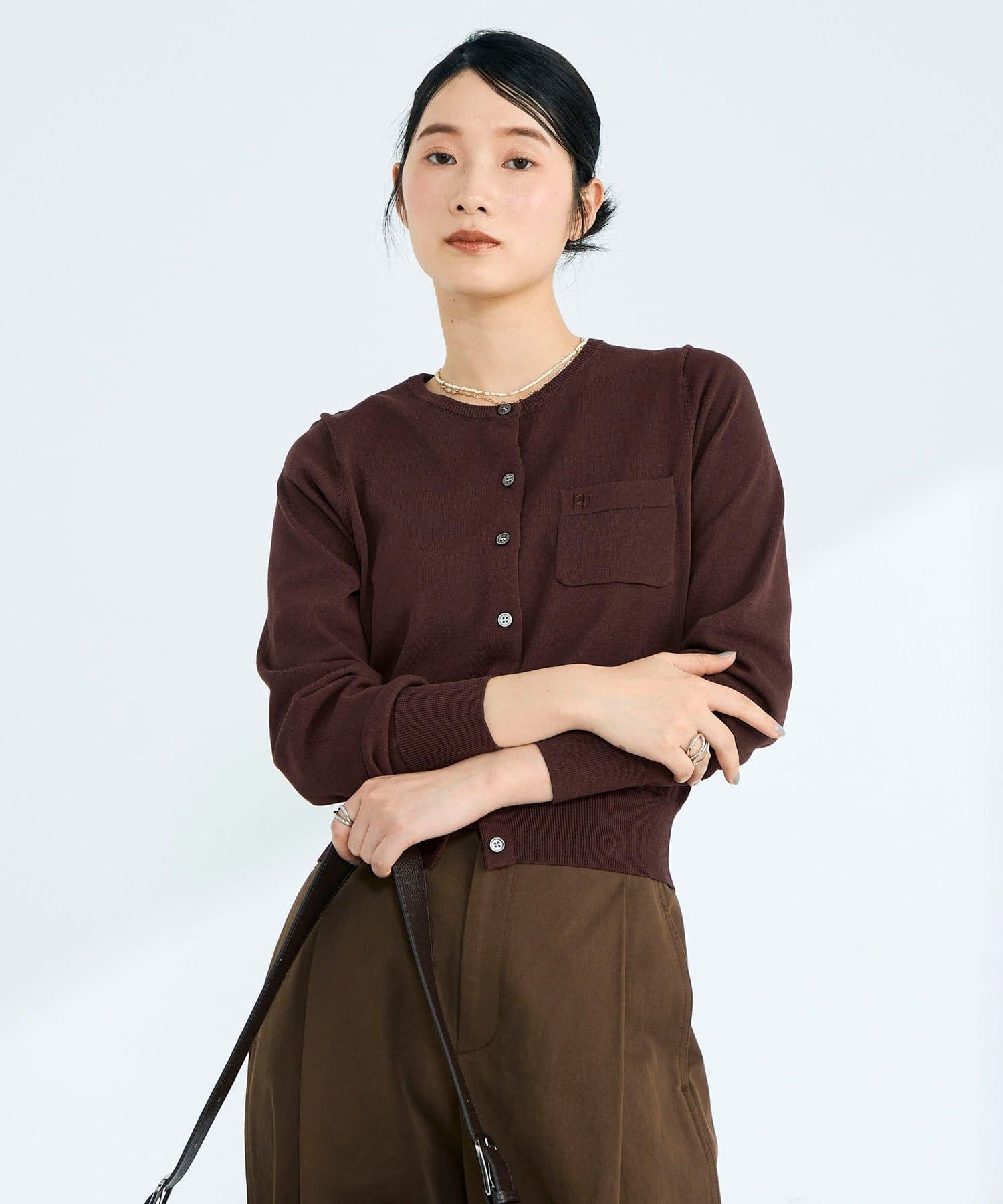 FREDY & GLOSTER(フレディ アンド グロスター) FR刺繍コットン混BASICカーディガン