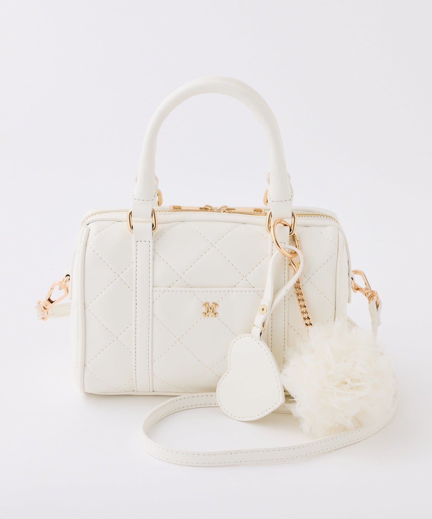 one after another NICE CLAUP(ワンアフターアナザー ナイスクラップ) ハートチャーム付きミニボストンバック