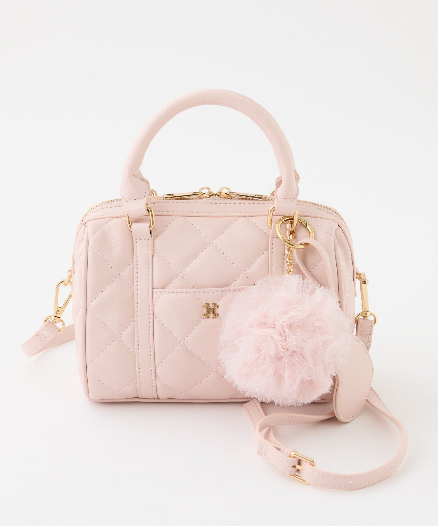 one after another NICE CLAUP(ワンアフターアナザー ナイスクラップ) 【新色追加】ハートチャーム付きミニボストンバッグ