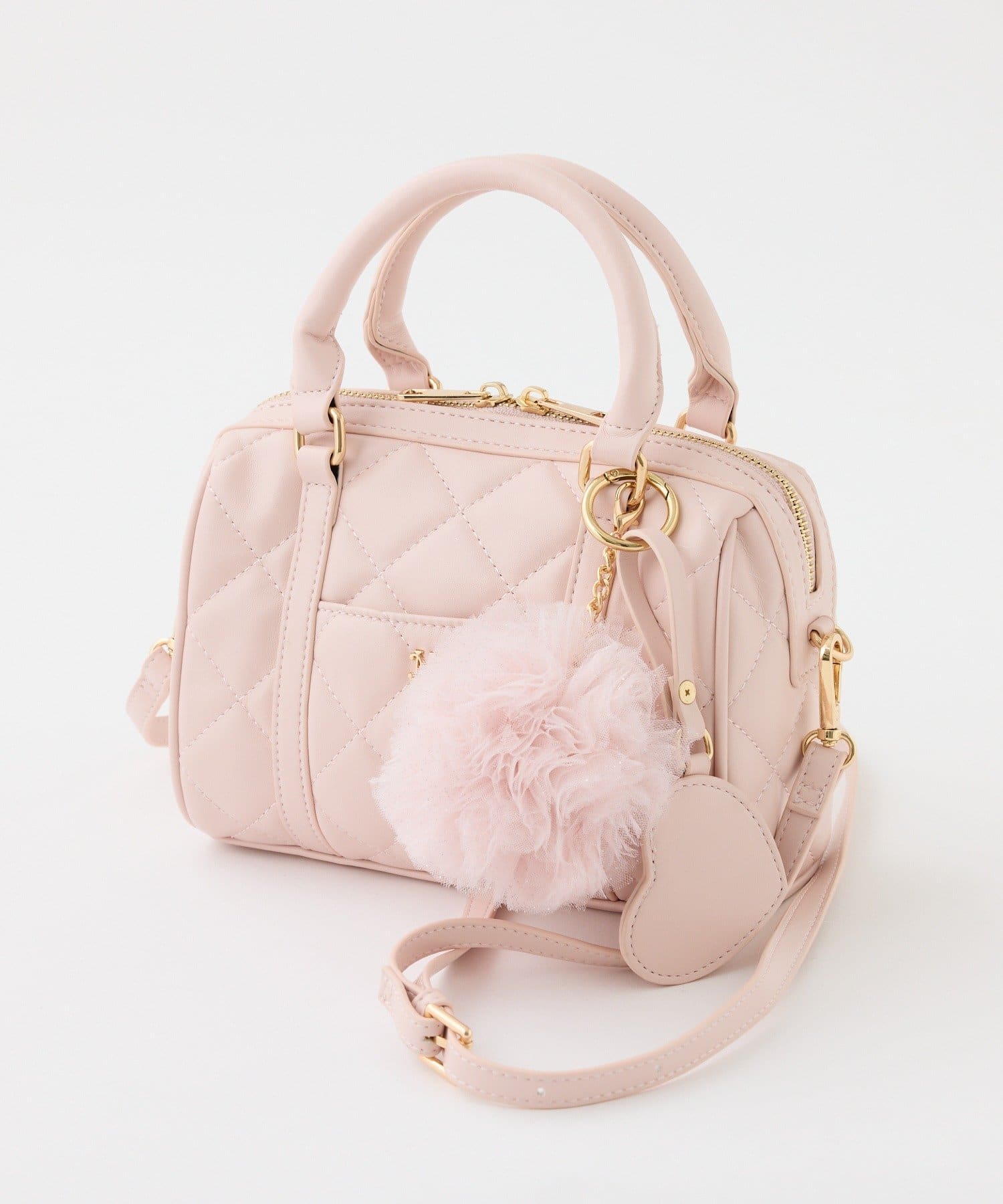 one after another NICE CLAUP(ワンアフターアナザー ナイスクラップ) 【新色追加】ハートチャーム付きミニボストンバッグ