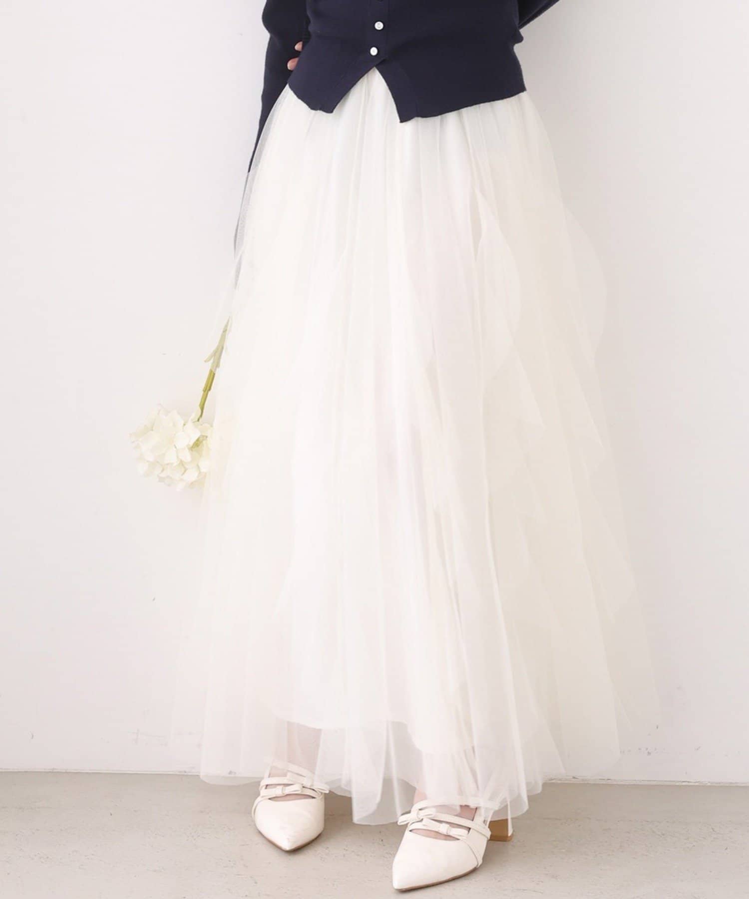 one after another NICE CLAUP(ワンアフターアナザー ナイスクラップ) チュールロングスカート