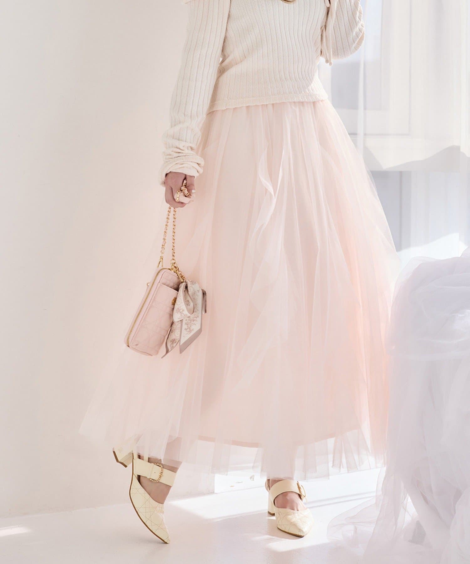 one after another NICE CLAUP(ワンアフターアナザー ナイスクラップ) チュールロングスカート