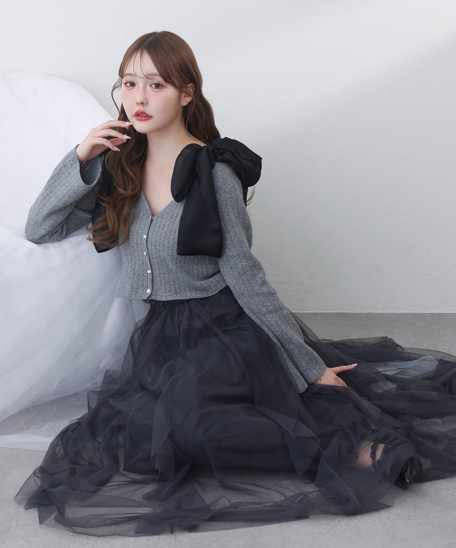 one after another NICE CLAUP(ワンアフターアナザー ナイスクラップ) チュールロングスカート